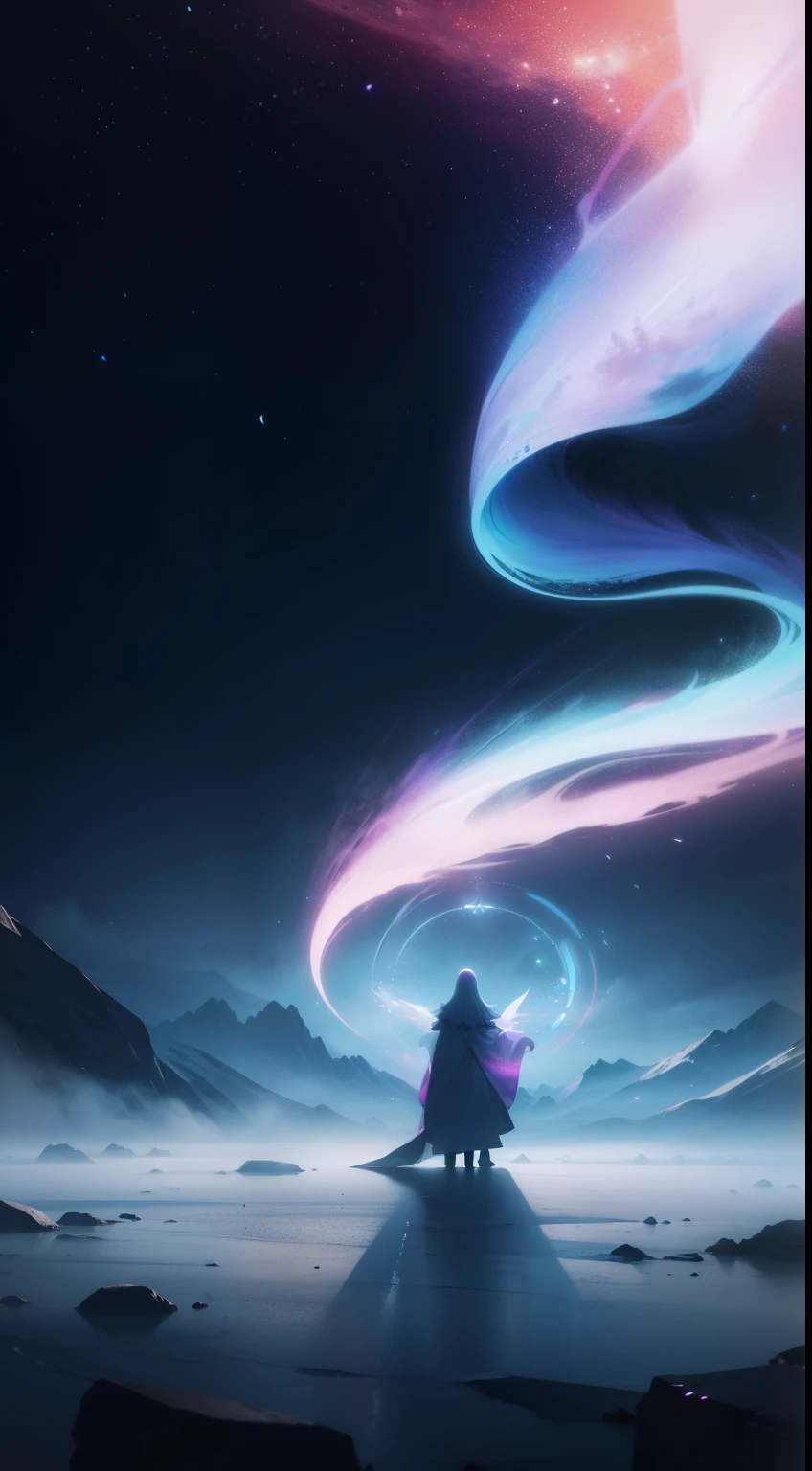 ethereal, magic, praise, null, beautiful colors, in the atmosphere, cinematic, shot from a distance