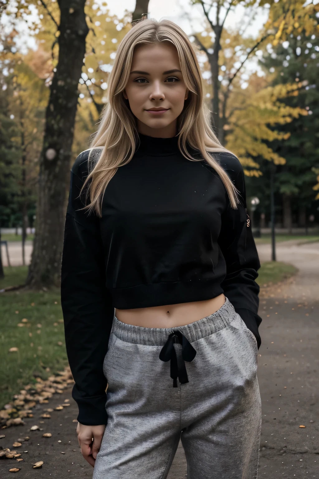 Realistic photo of a beautiful p3yt0nl woman, 1girl,solo,long hair,breasts,looking at viewer,blonde hair,shirt,long sleeves,jewelry,standing,outdoors,shorts,bracelet,from side,tree,lips,short shorts,black shorts,ring,realistic,purple shirt,against wall, soft lighting, professional Photography, Photorealistic, detailed, RAW, analog, sharp focus, 8k, HD, high quality, masterpiece<lora:p3yt0nl:1.0>
