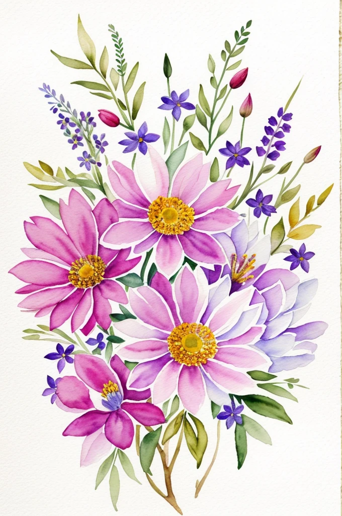 Wild Flowers Art, Watercolor Botanical