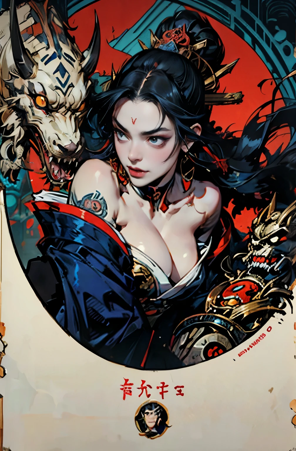 beautiful demon painting, Japanese swordを持った鬼の女, Japanese swordを振りかぶる鬼の女, Youki, fairy queen, Glossy appearance, strong female samurai, Japanese sword, Japanese sword, 抜身のJapanese sword, 長いJapanese sword, Japanese sword, Japanese sword, A skilled swordsman, female bodyguard, demon samurai, ２book corner, mouth with fangs, Eyes without pupils, gambling, Kumatori, Hyakka Ryōran, Flower of Shura, Looks like he&#39;s in his late 20s, beautiful black haired demon, sharp beauty, Beautiful red kimono, Dr. Moonlight, Oiran, highest ranking woman, Ghost Girl, Female Yakuza, Doji Ibaraki, Shuten Douji, Inspired by Chen Yifei, Inspired by Francesco Hayez, Inspired by Hendrik Terbruggen, Jean＝Works that influenced Auguste Dominique Ingres, Inspired by Liu Jun, Jean＝Works that influenced Auguste Dominique Ingres, highest quality, perfect angle, perfect composition, The perfect subject, best shot, official art, cinematic light, figurative art, Beautiful and expressive paintings, Beautiful artwork illustration, wonderful, cool beauty, clear, Mysterious, highest quality, official art, perfect composition, perfect angle, best shot, women only, sharp outline, pretty much beautiful face, The demon lurking in the darkness of Kyoto, Lord of Chimi-Mourou, A ruthless demon woman, demon queen, Female Yakuza, full body tattoo, wide, Rashomon, SakuraFubuki, Please refrain from, I&#39;ll let you die, raid, Unrivaled strength, demon of strength, divine power, demon&#39;s strength, Japanese sword, Japanese sword, Japanese sword