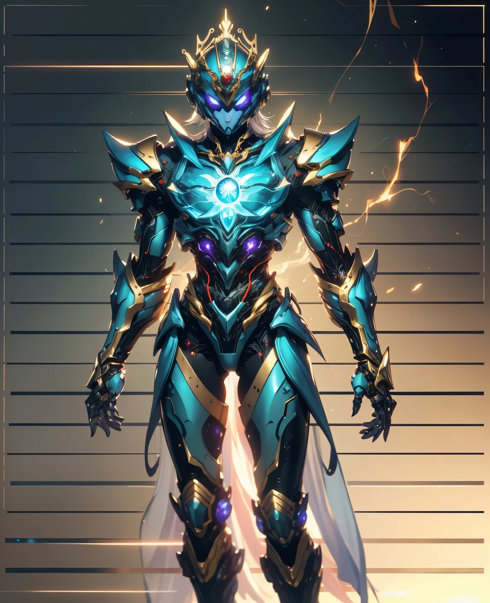 A woman adorned in fantasy-style full-body armor, a crown-concept fully enclosed helmet that unveils only her eyes, a composite layered chest plate, fully encompassing shoulder and hand guards, a lightweight waist armor, form-fitting shin guards, the overall design is heavy-duty yet flexible, (the armor gleams with a golden glow, complemented by red and blue accents), exhibiting a noble aura, she floats above a fantasy-surreal high-tech city, this character embodies a finely crafted fantasy-surreal style armored hero in anime style, exquisite and mature manga art style, (Spider Concept Armor, plasma, blood), ((Element, bio mecha, long legs, elegant, goddess, femminine:1.5)), metallic, high definition, best quality, highres, ultra-detailed, ultra-fine painting, extremely delicate, professional, anatomically correct, symmetrical face, extremely detailed eyes and face, high quality eyes, creativity, RAW photo, UHD, 32k, Natural light, cinematic lighting, masterpiece-anatomy-perfect, masterpiece:1.5