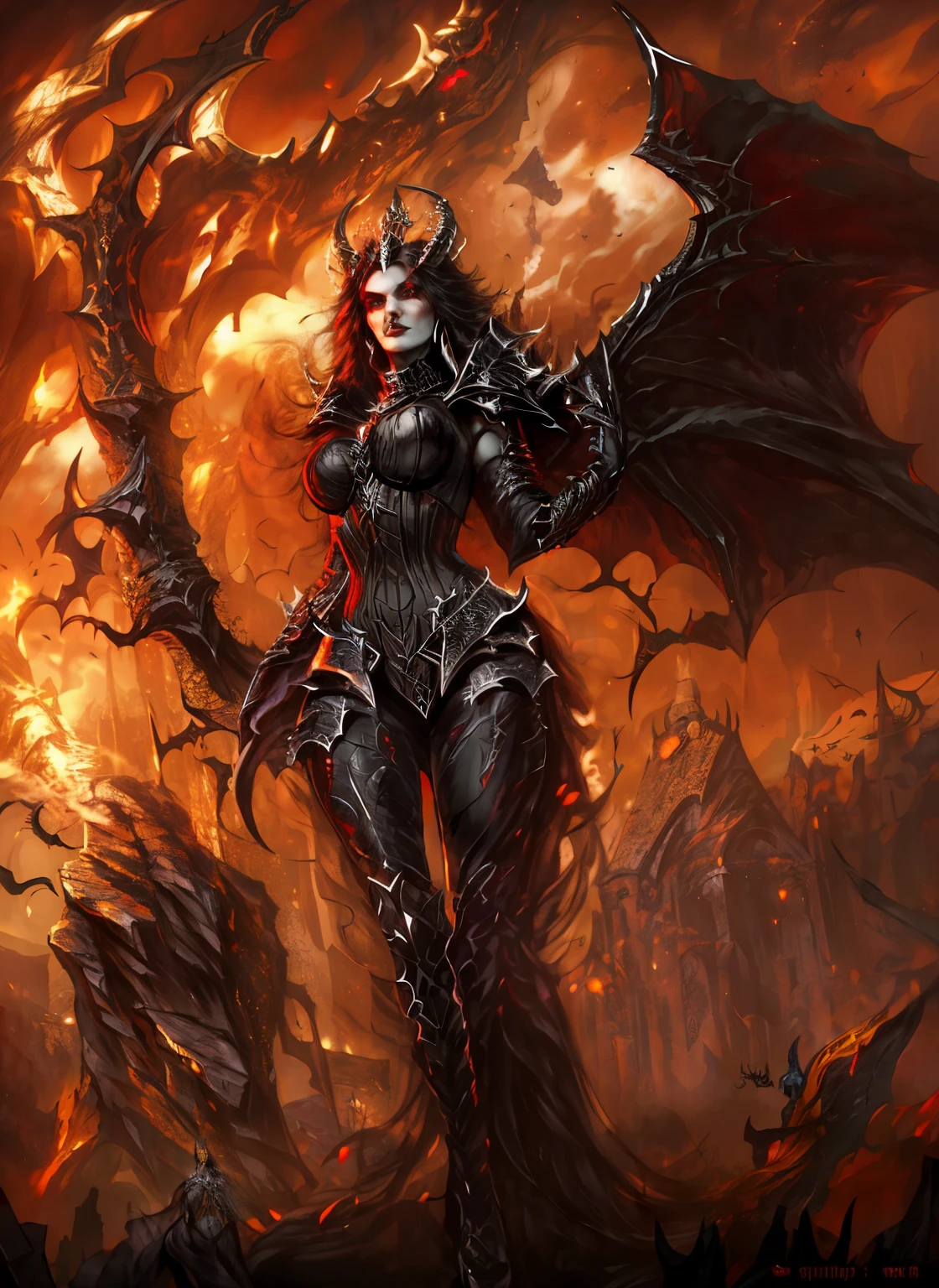 arafed woman in a black outfit with horns and a dragon, succubus | medieval, dark fantasy style art, in style of dark fantasy art, dark fantasy art, beautiful succubus, gothic fantasy art, female vampire warrior, dark elf, dark fantasy style, dark fantasy digital art, beautiful dark elf countess, beautiful elegant demon queen, fantasy dark art