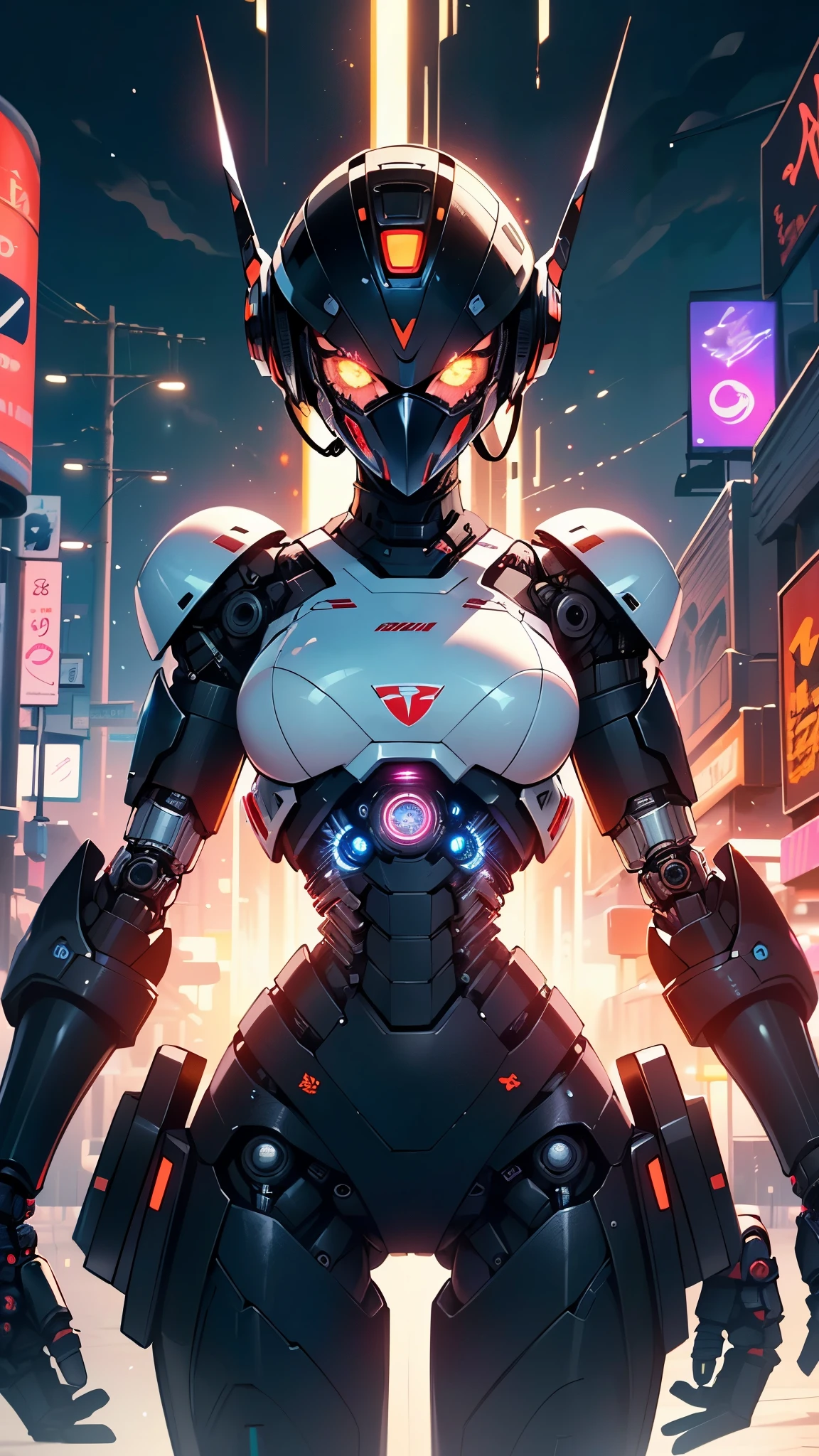 (((girl robot))),assaultron, itrobo2022, 1girl,robot,humanoid robot,robot joints,joints,black robot helmet,black armor,head-mounted display,humanoid robot,white robot joints,one-eyed,white joints,no humans,((black armor)),wide hips,curvy,mechanical arms,?????? plate,science fiction,post-apocalypse,outside,large breasts:1.4,(very long legs:1.4),

reelmech,cyborg girl,(cyborg girl:1.5),android,((mechanical robot girl)),

(((doll))),((((black skin,doll joints:1.5,mechanical hands:1.5,black armored dress,tesla coils,mechanical doll:1.5,Body of a machine,black metallic skin,ball joint,cyborg:1.5,robotic parts,robot)))),(Mechanical joints: 1.4,Mechanical limbs),mecha armor suit, full face armor, full body armor,

lot of rgb,(spider lower abdomen),

(nsfw),

motorcycle black helmet,(wearing head-mounted display that is chunky and hi-tech with neon lights:1.2),corporate logos,complete black helmet,no face,black body,black skin,black robotic body,((((technological face mask,Cybernetic_Jawless, black mask)))),

(dynamic pose:1.0),solo focus,embarrassed,(centered,scale to fit dimensions,Rule of thirds),

cyberpunk city by the ocean at night, with bright neon signs and dark stormy clouds and puddles, scenery:1.25,nighttime, starry night, cosmos,Very dark night that makes the neon lights stand out, very bright neon lights,nighttime, starry night, cosmos,

highres, sharp focus, (ultra detailed, extremely detailed), (photorealistic artwork:1.37),(extremely detailed CG unity 8k wallpaper),((synthwave background theme)),(((vibrant colors))),(intricate background),(masterpiece),(best quality),
