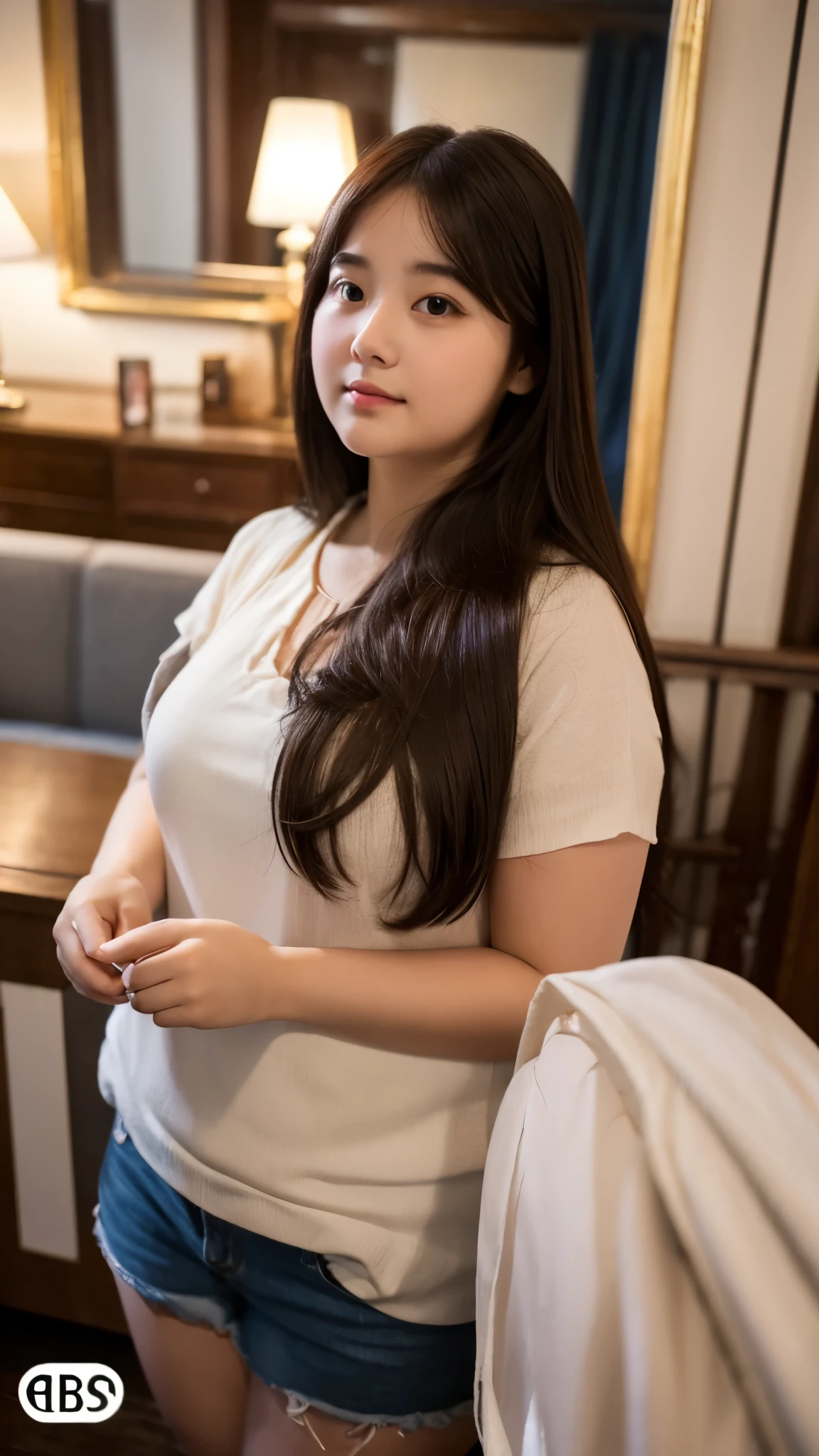 high quality, perfect lighting, detailed face, detailed body, 1 girl, alone, fat、fat、obesity、 Are standing ,