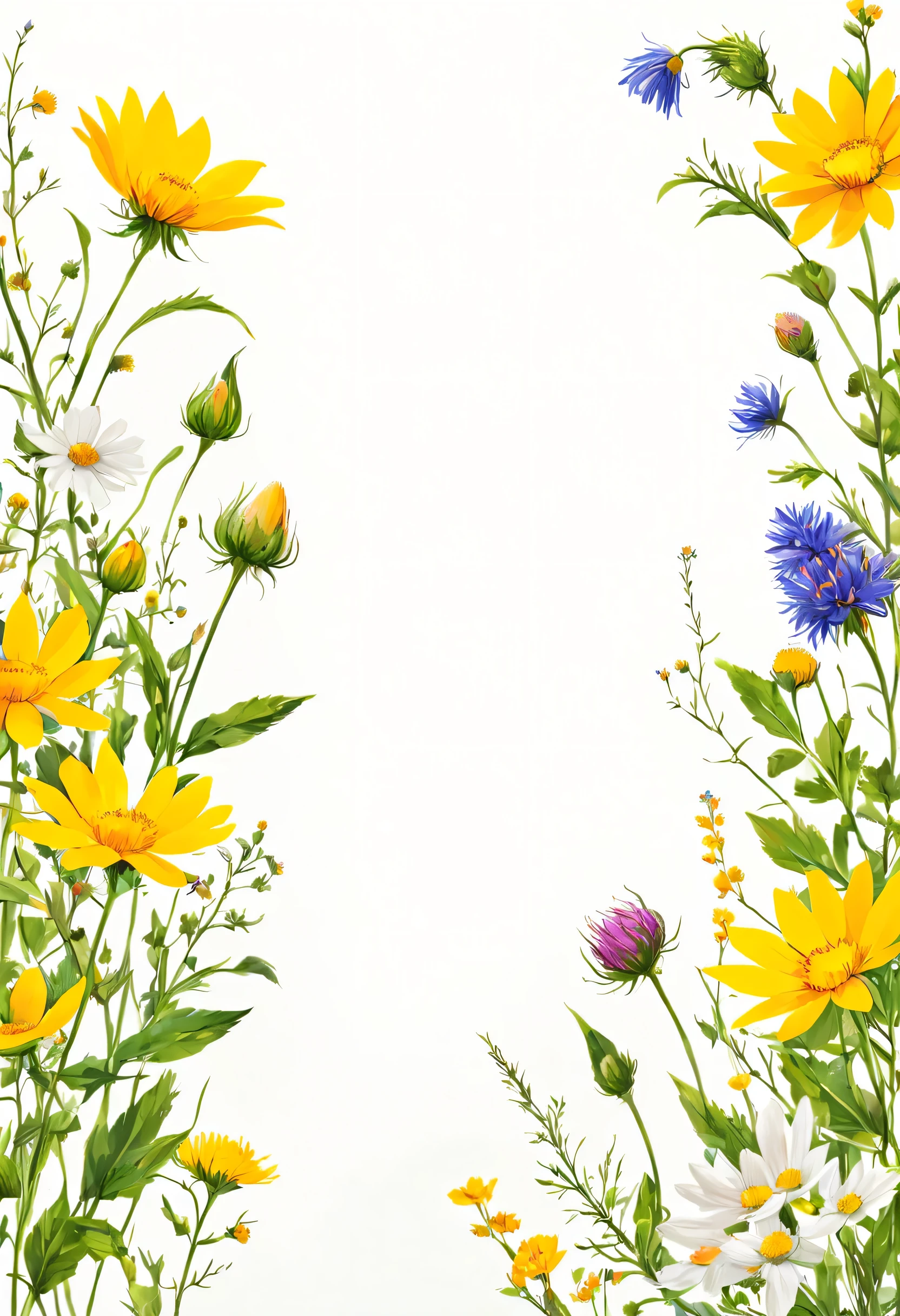 wild flowers on white background