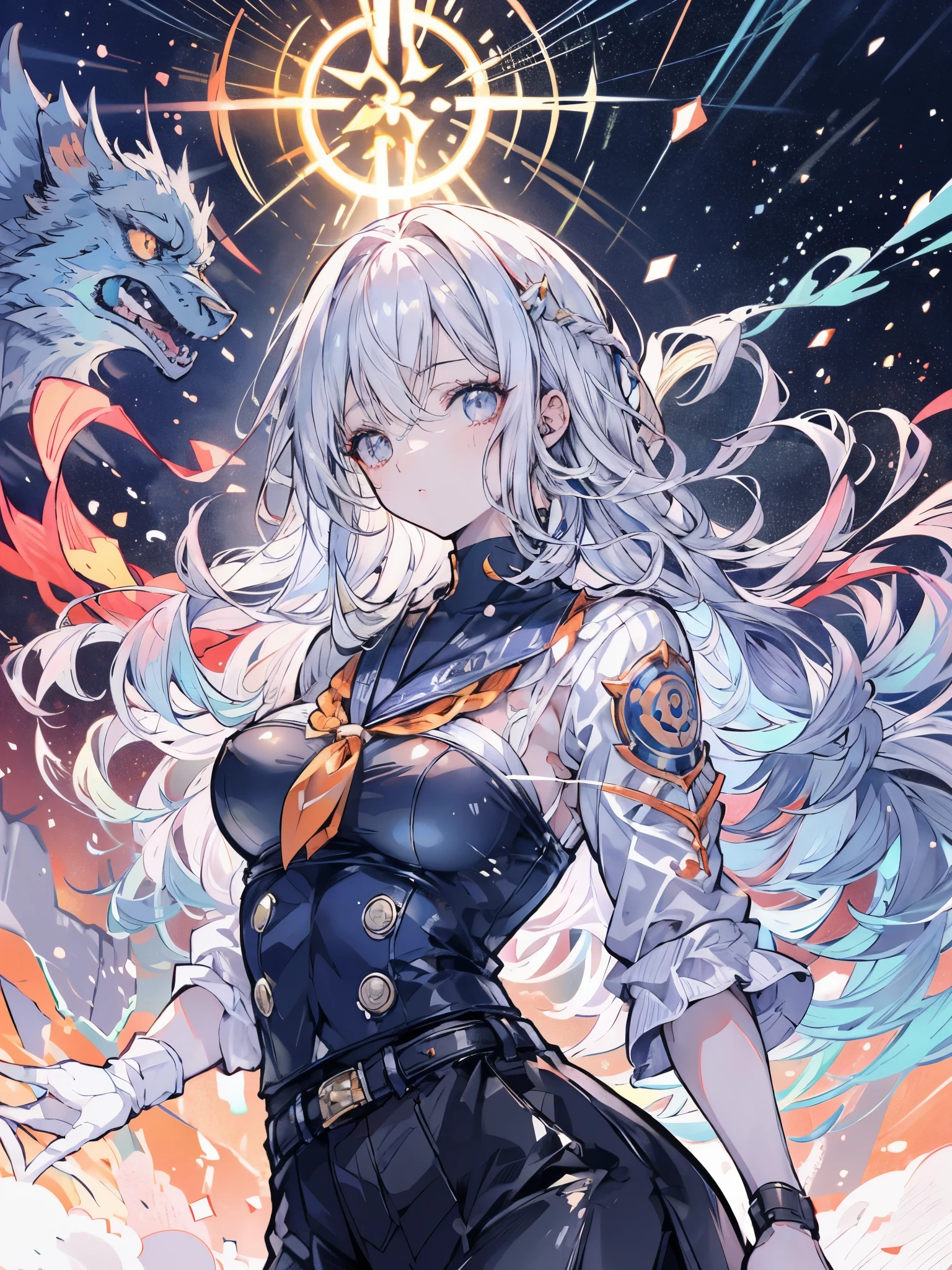 luar laranja escuro,dim laranja neonlighting,noite,Uma bela mulher vestindo uniforme escolar nas ruas movimentadas de Gintama, cercado por vendedores, Retrato bonito de uma  deusa impressionante, lindo rosto detalhado, pele de porcelana, Tiro de corpo inteiro, centrado, Ultra-soft lighting, simetria, Intricado, elegante, altamente detalhado, fotorrealista, Art Station, arte conceitual, suave, Como imaginado por Greg Rutkowski e Borris Vallejo, cobrir, estilo vogue, big ass, 