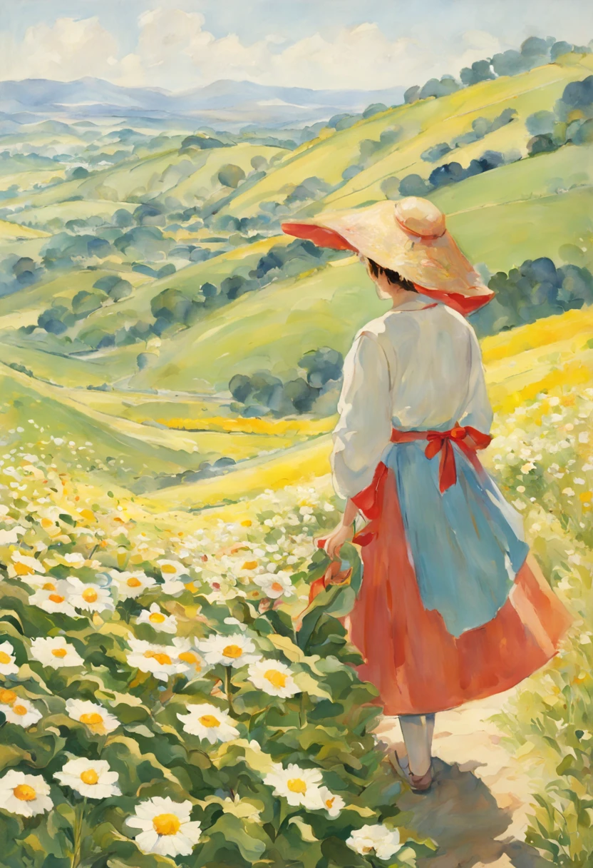 Flower-picking hills, bright sunshine, maidens