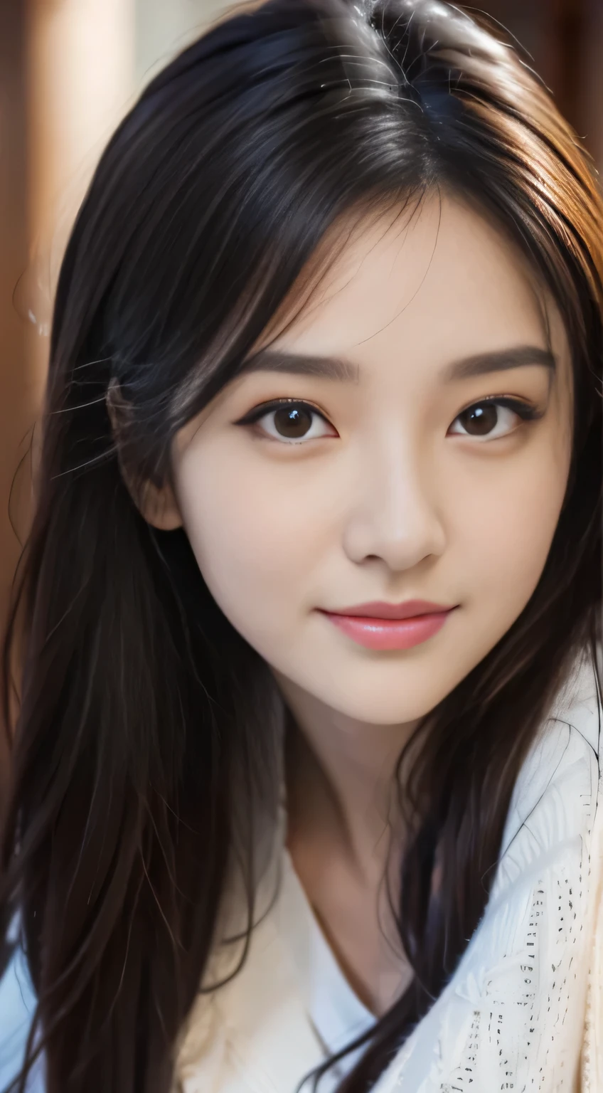 muste piece、best quality、illustration、 Super detailed、fine details、 High resolution、8K Dende Wallpaper、perfect dynamic composition、31 year old beautiful mature woman、clear、detailed face、detailed eyes、textured skin、faint smile、small breasts、bold sexy pose、Winter casual wear、