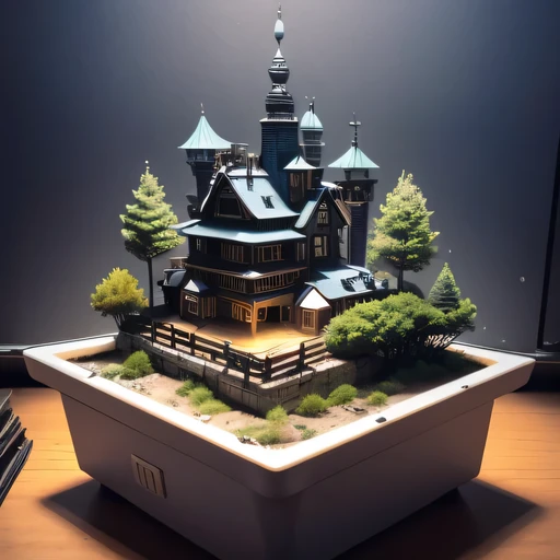 公元前2658年Lunar soil realistic model, (bifurcation, original photo, best quality, masterpiece:1.4),SteampunkCyberpunk6820 City,(CyberpunkLunar soil light:1.3), Lunar soil (related to land),(in a great nature box:1.3),Isometric, great nature, landscape on foundation,landscape,