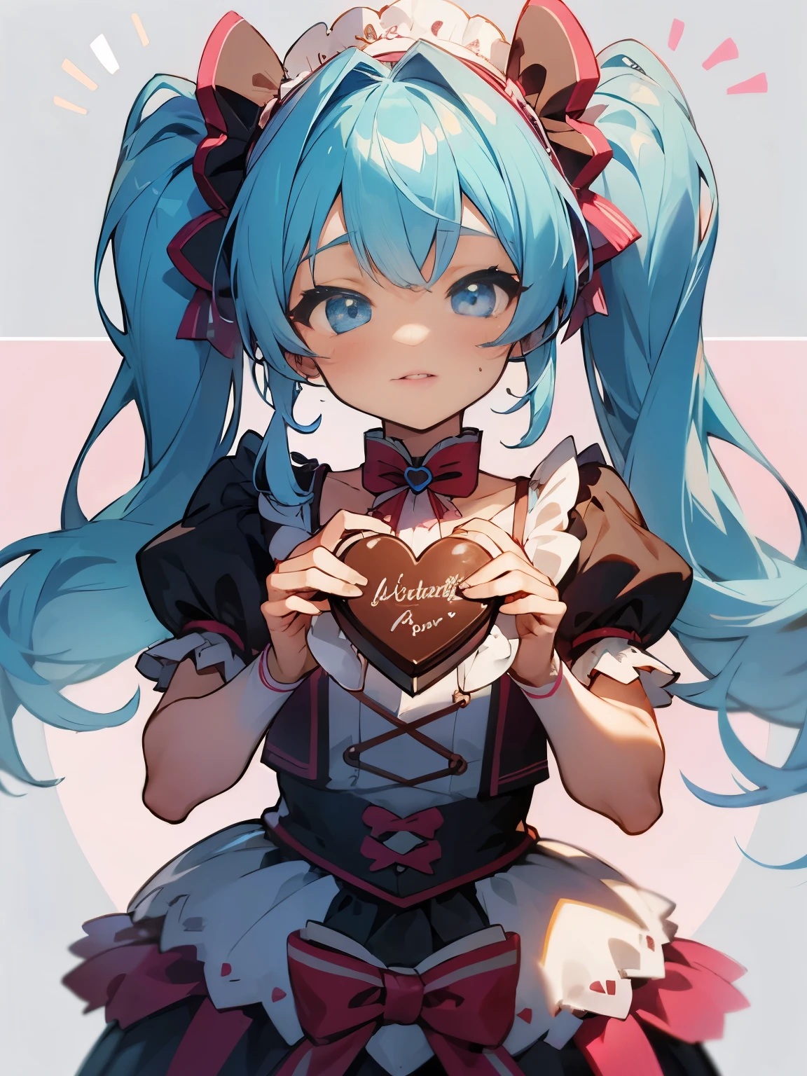 Valentine chocolate-like costume pannier Valentine's Day girl twintails light blue hair cute