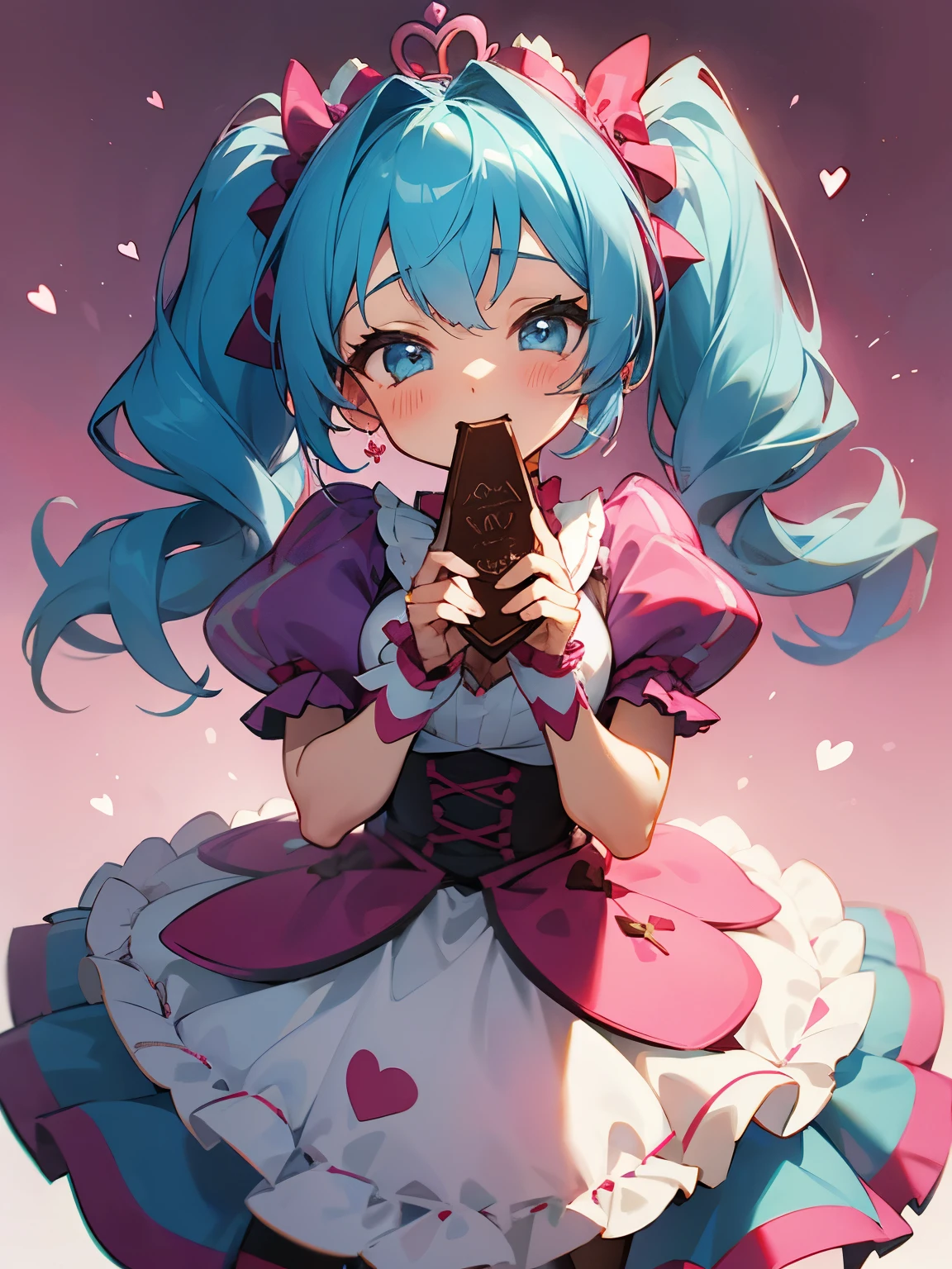 Valentine chocolate-like costume pannier Valentine's Day girl twintails light blue hair cute