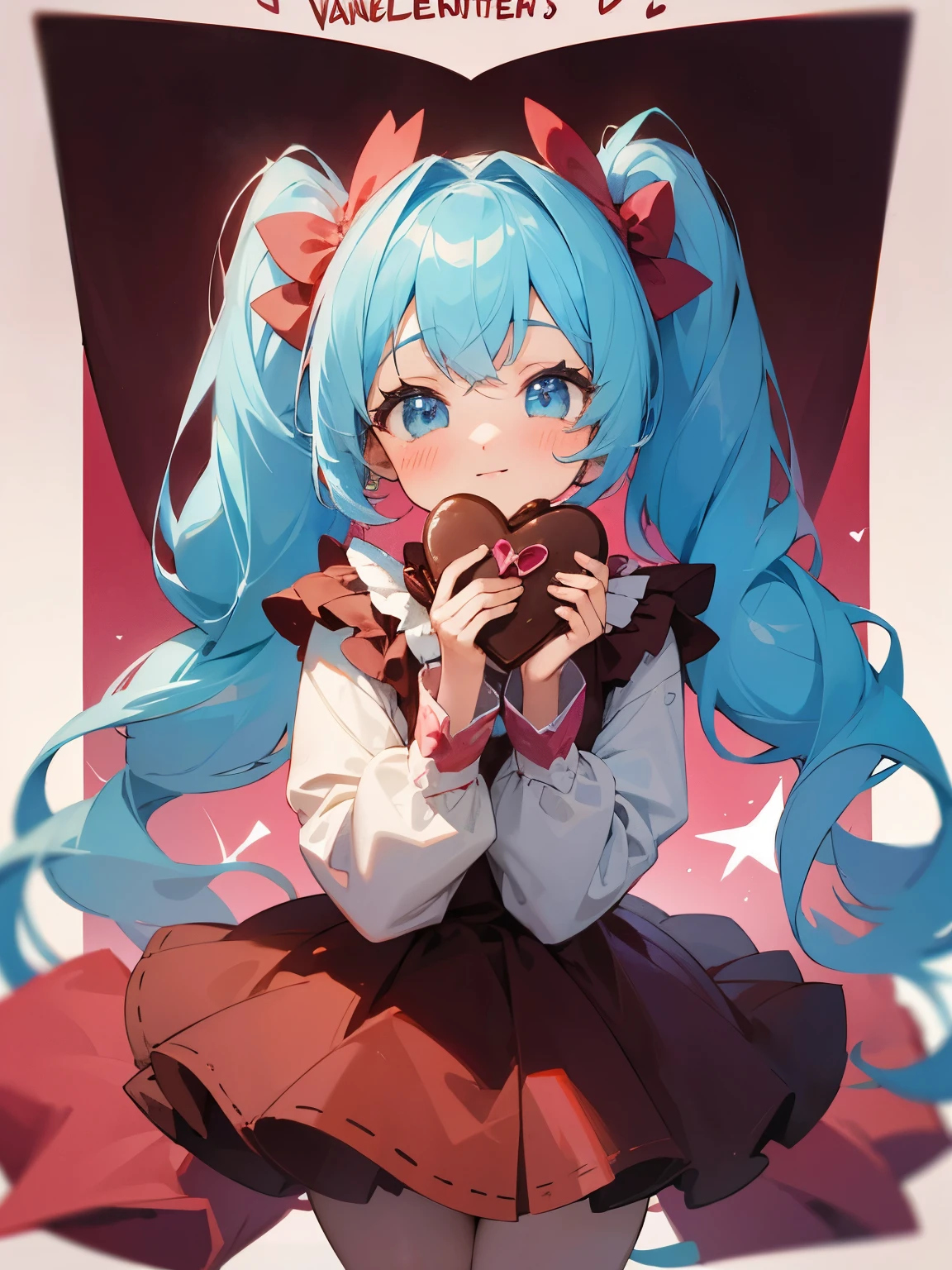 Valentine's chocolate handmade handmade chocolate Valentine's Day girl twintails light blue hair cute