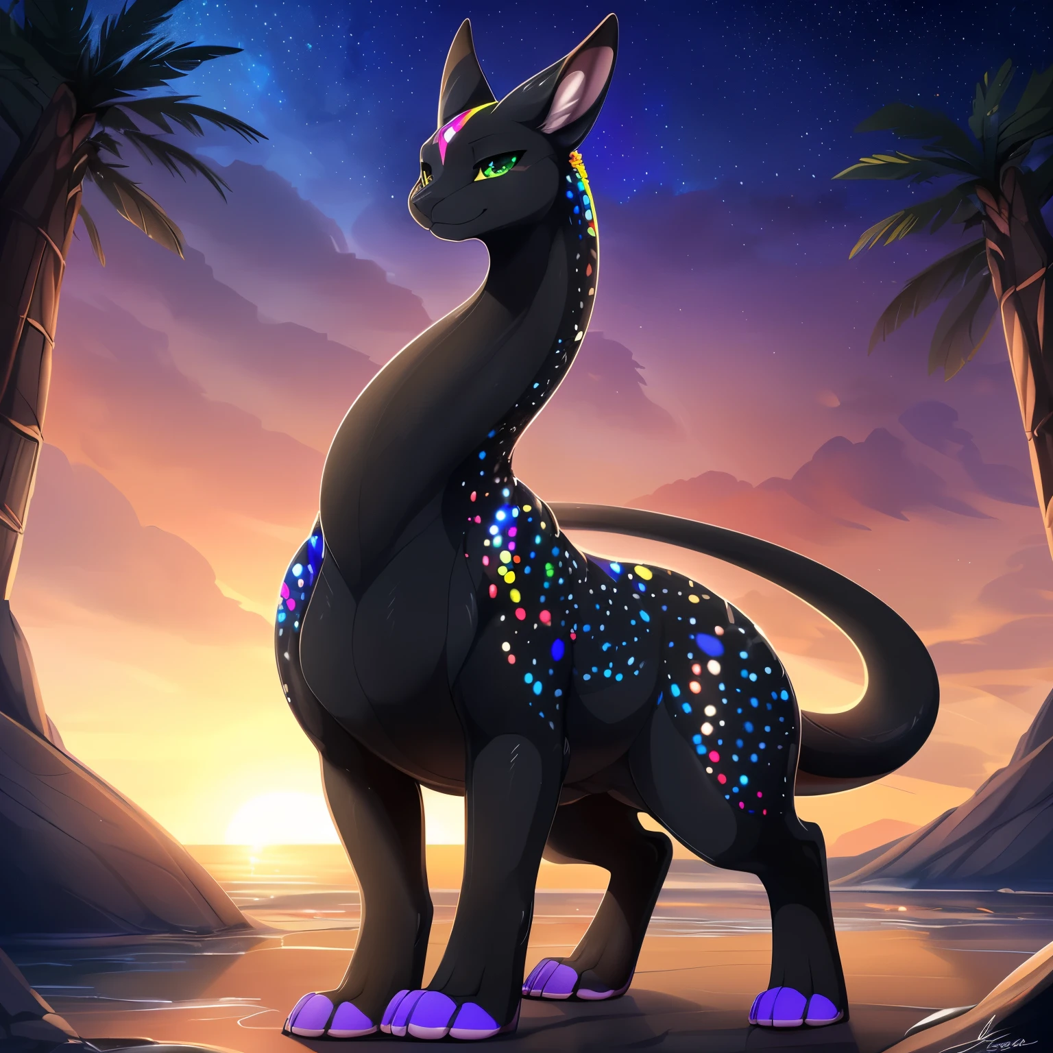 ((black_gryphon)), (slugcat), (all_black_body), otter, (feral_quadruped), (by shikaro), (by Inno-Sjoa), (by asaneman), (by DAGASI), female, big_butt, ((extremely_wide_excessively_massive_hyper_hips)) normal_tail, (massive_plump_hyper_labia), ((prismatic_speckles)), (long_floppy_ears), Long_neck, glistening_skin, ((digitigrade_extremely_tiny_paws)), Perfect_eyes), sexy, seductive, 1080p, (best quality), (masterpiece),