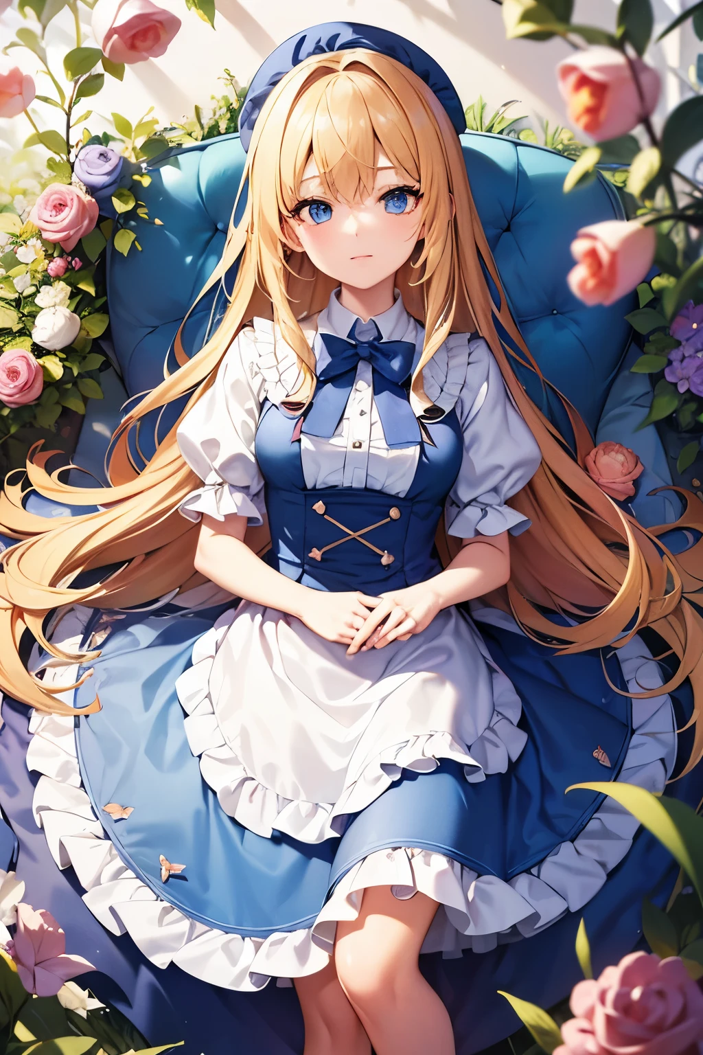 (4K image:1.2),High resolution,Super beautiful illustration,alice in wonderland,blonde,long hair