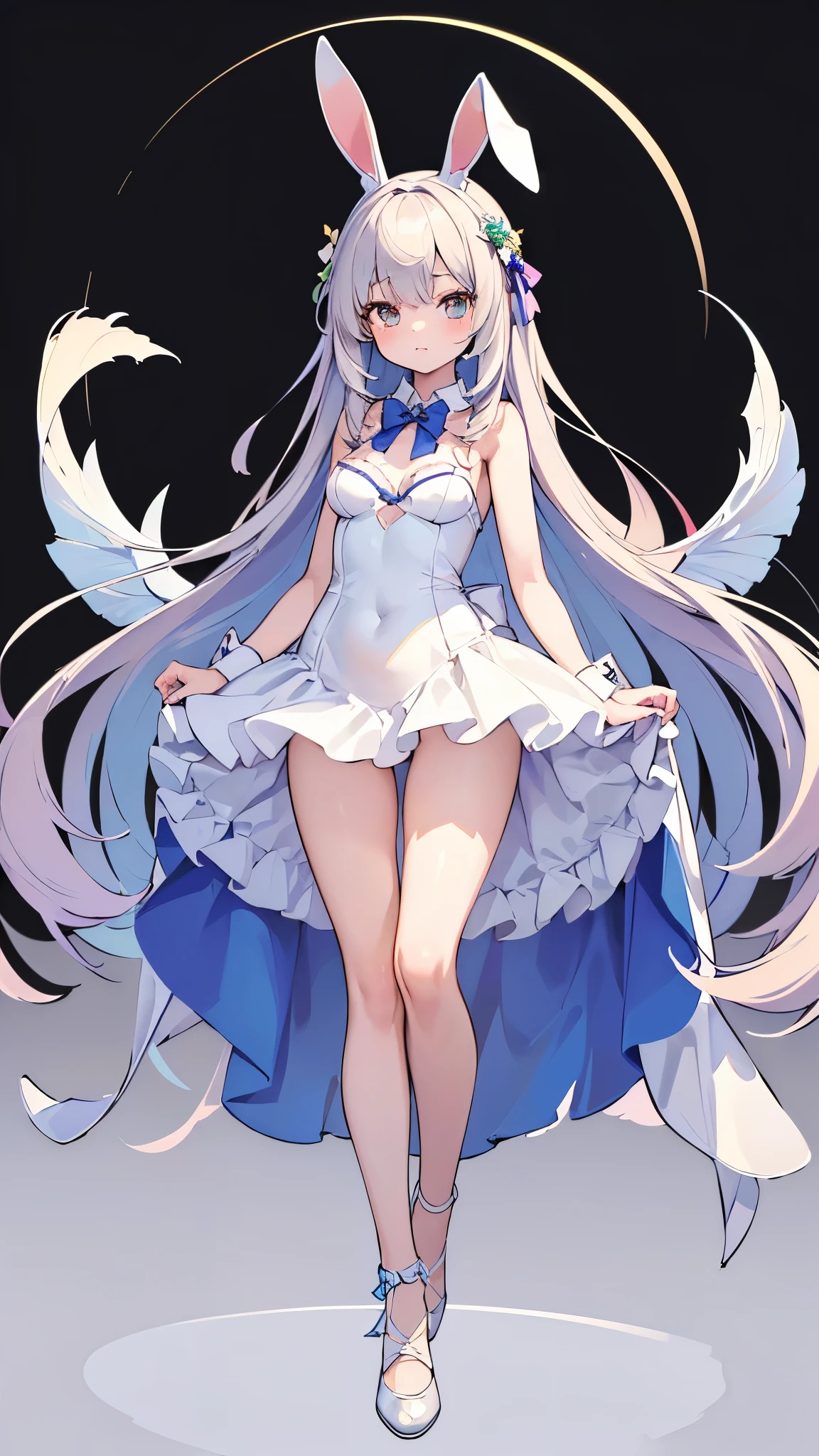 ((ultra-detailed)),masterpiece,best quality,(1 girl),(illustration),((((full-length figure)))), paint right up to the tip of the head,((transparent background)),(solo),standing,(wearing shoes on feet),((is wearing Bunny Girl Costume)),good girl, beautiful detailed eyes,good looking,((an extremely delicate and beautiful)),