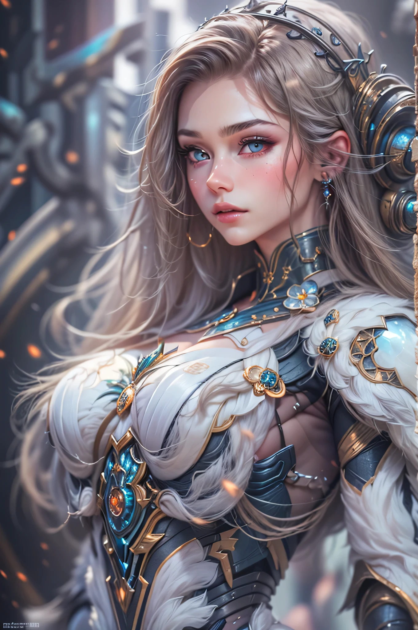 ((best quality)), ((masterpiece)), (detailed), close-up person, long hair, (fantasy art:1.3), cute cyborg girl, highly detailed face, (render of April:1.1), beautiful artwork illustration, (portrait composition:1.3), (8k resolution:1.2)