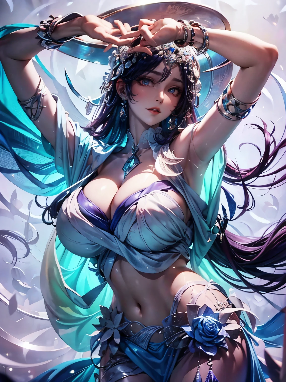 (masterpiece:1.3), (8k,, lifelike, original photo, best quality: 1.4), (1 girl), pretty face, (realistic face), (black hair, long white hair:1.3), nice hairstyle,lifelike眼睛,Nice details on the eyes,(lifelike皮肤),beautiful skin,,Tempting,ultra high resolution,Super real photos,The content is very detailed,best quality,8k,Beautiful woman with perfect body,ten-headed body,Upper and lower body ratio 1:2.5,long, straight hair,smooth skin,huge big tits,Huge cleavage,huge smooth skin,Ridiculously huge,Keep your original clothes,Huge cleavage,huge boobs,huge big tits,Huge cleavage,huge ,Ridiculously huge,Keep your original clothes,huge big ,Huge cleavage,smooth skin,White skin,highest quality,bare shoulders,long legs,The ratio of the upper body to the lower body is 1:2.5,raised buttocks,sparse field,Full body image,全身All exposed了,Large coat,The coat is opened,The jacket does not cover the torso,exposed navels,Men have small waists,Vest line,Naked waist,SFW small waist,long legs,smooth skin,超long legs,Female legs,Gestalt,White skin,smooth skin,Queen,Girly facial features,young face,revealing clothes,Sexy dress up,Small thin waist,long legs,All exposed,armpit露出,bare skin,hands raised,armpit,white skin,armpit泛红