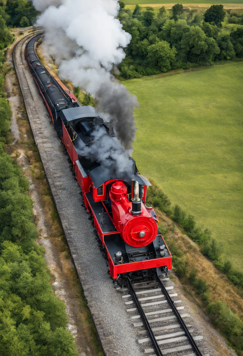 Steam locomotive, bird's eye view