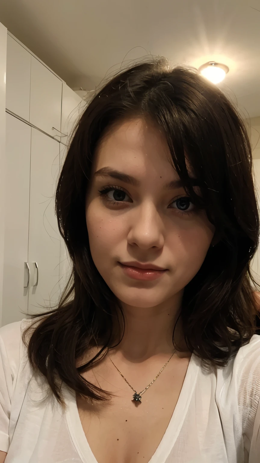 a selfie of a pretty Russian young woman, in home