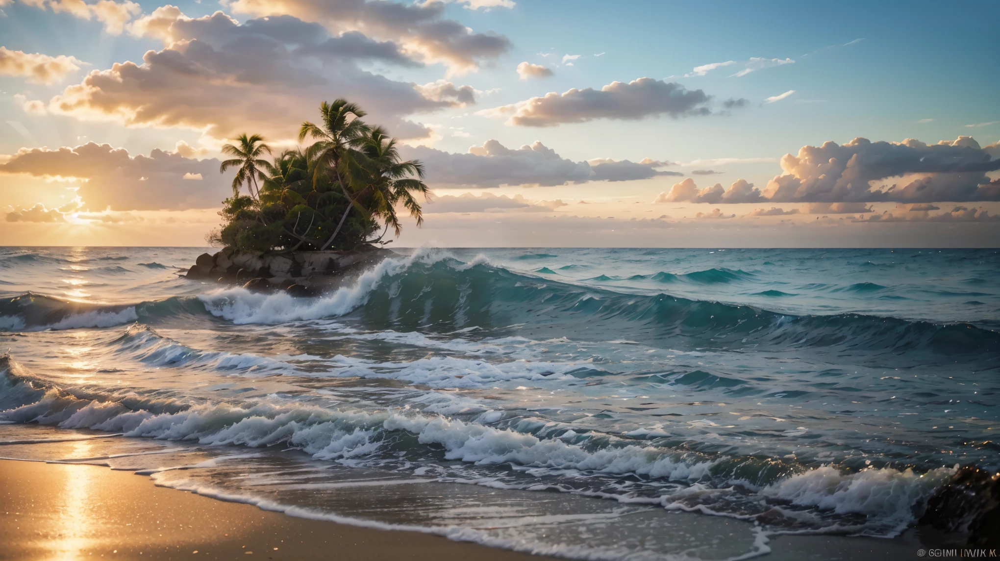 "detailed sunrise on the beach,ocean,sunrise on the beach,beautiful beach view,gorgeous sunrise over the sea,vibrant colors,soft sunlight,serene atmosphere,crashing waves in the background,sunrise reflections on the water,lush palm trees lining the shore,sandy beach with footprints in the sand,(best quality,4k,8k,highres,masterpiece:1.2),ultra-detailed,realistic:1.37,photorealistic,HDR,vivid colors,bokeh,portraits,landscape,photography,concept artists"