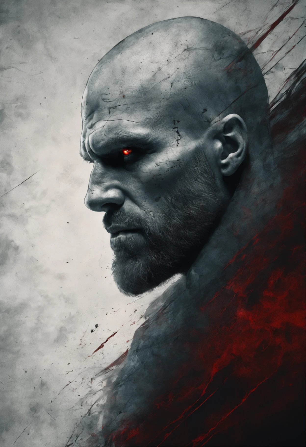 Inspired by Jason Statham as a werewolf, perfect centralization, (Franco)De Donnie, Standing position, abstract beauty, Middle, Looking at the camera, facing the camera, approaching perfection, sad, despair, Full body Esbian, dynamic, very detailed, suave, sharp focus, 8K, High resolution, illustration, art:Kahne Griffith and Vadim Kashin, Abstract background of green and red and blue marble
