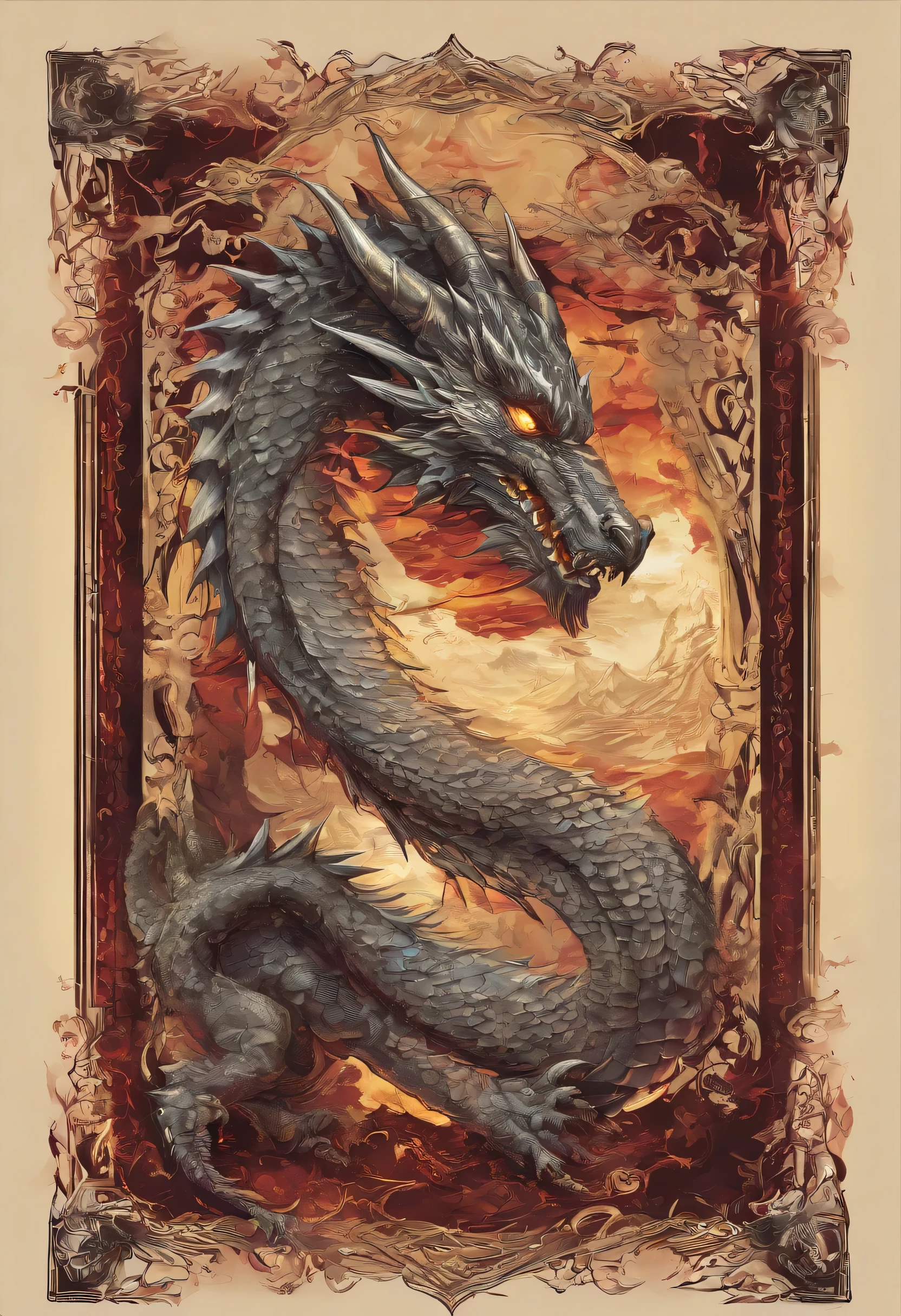 dragon theme playing card boarder