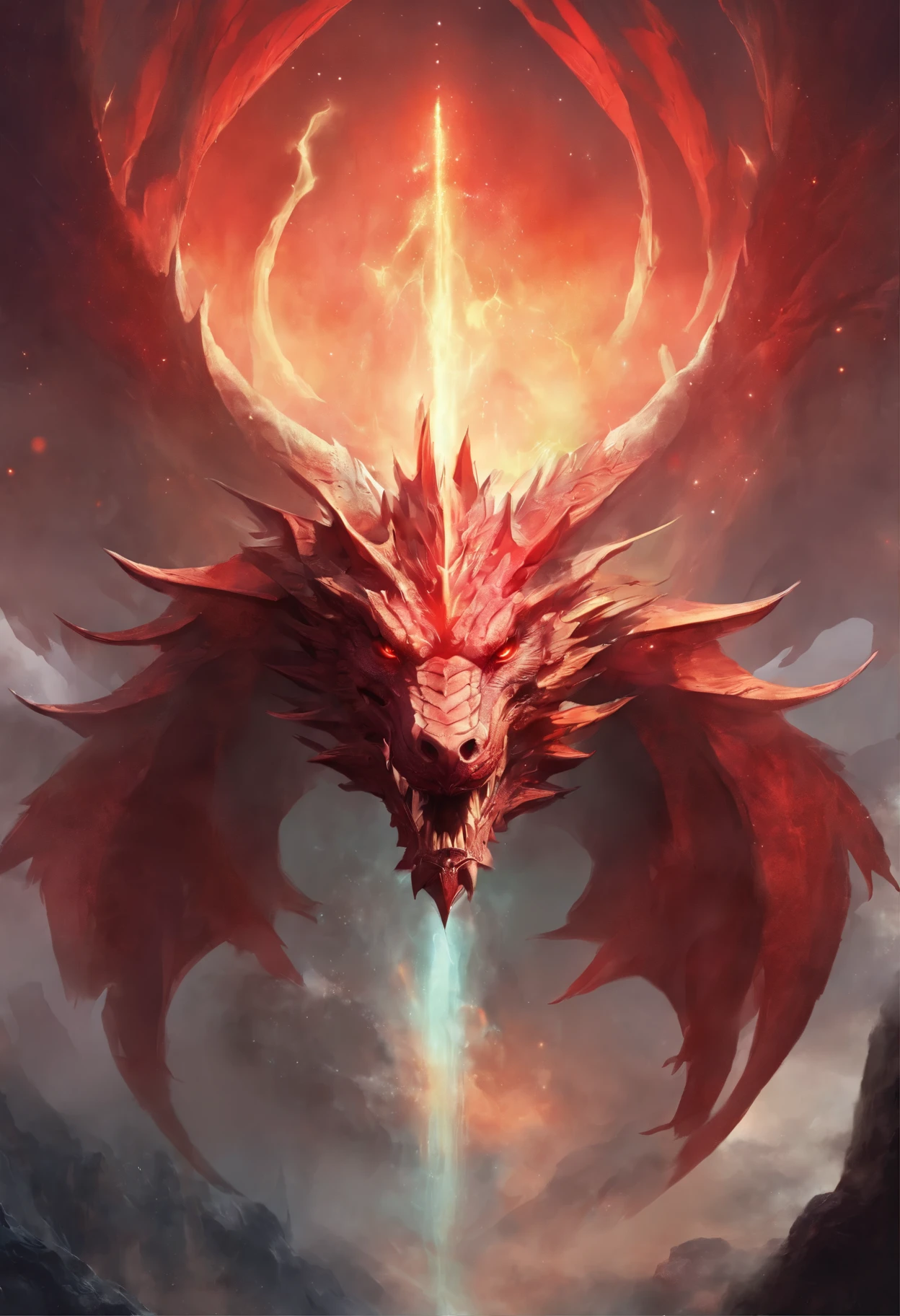 Dragon head with red eyes