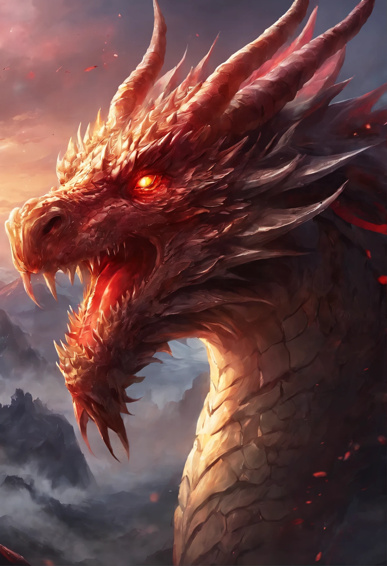 Dragon head with red eyes