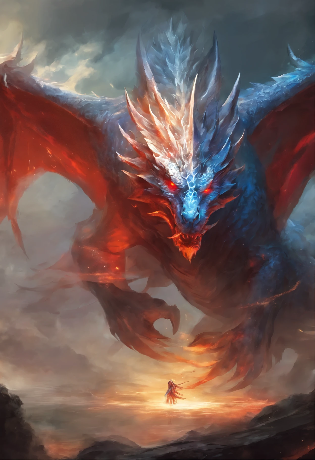 Dragon head with red eyes