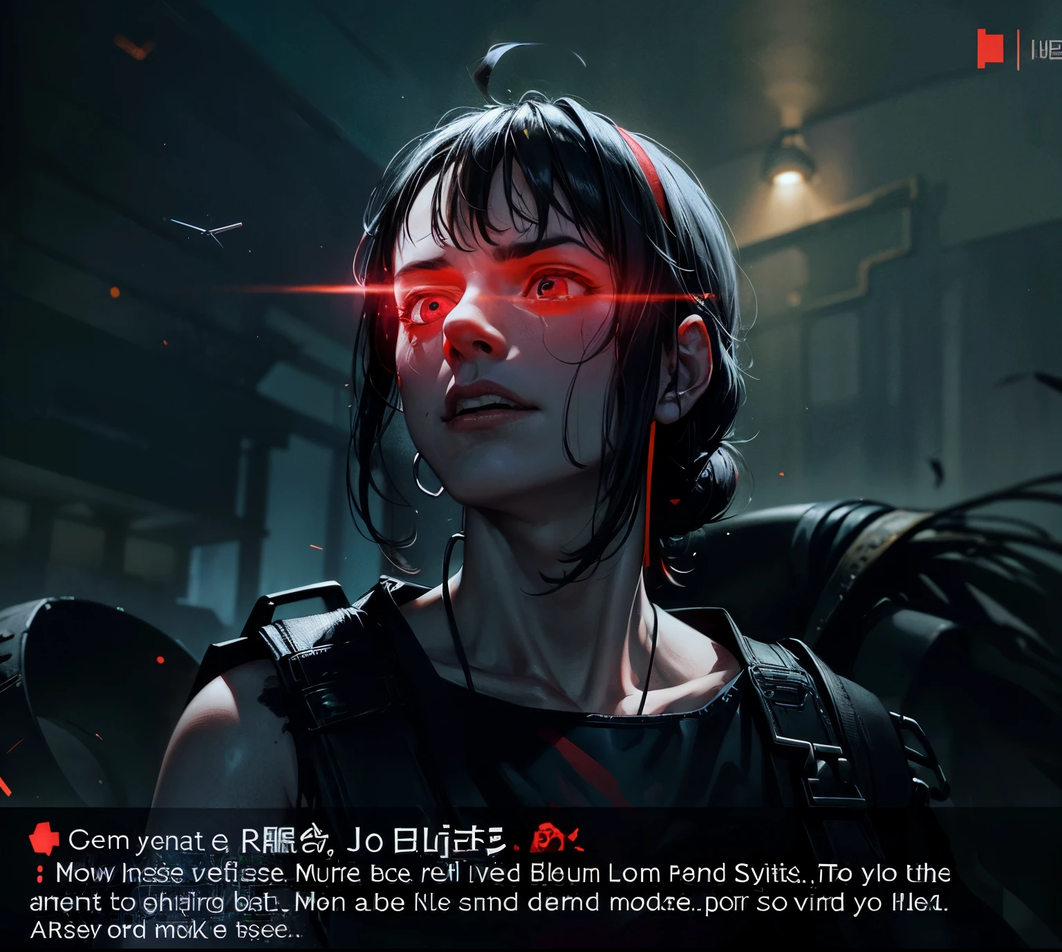 there is a man with a red headband and a red light on his face, brute, pus, beeple rendering, beeple style, beeple |, beeple and jean giraud, guide, beeple and greg rutkowski, by Sergio Burzi, bust, beeple!!, sap, subsurface scattering skin, scumbled, space marin