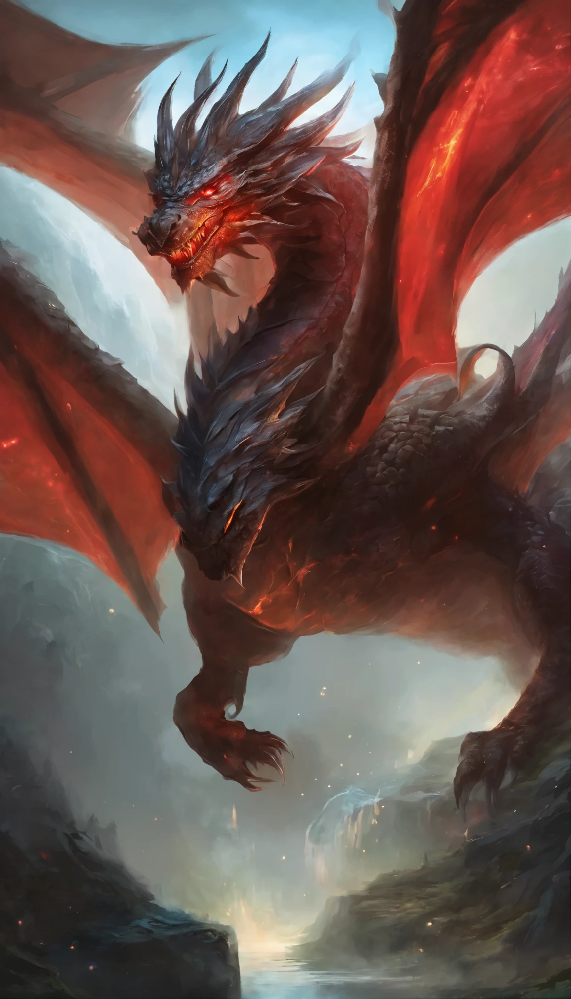 Dragon head with red eyes