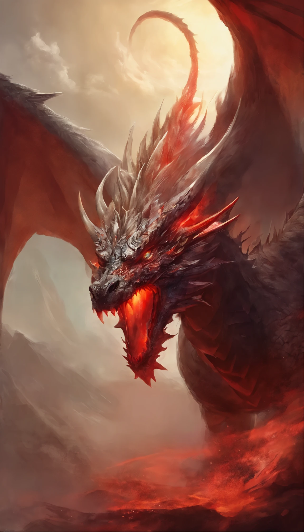 Dragon head with red eyes