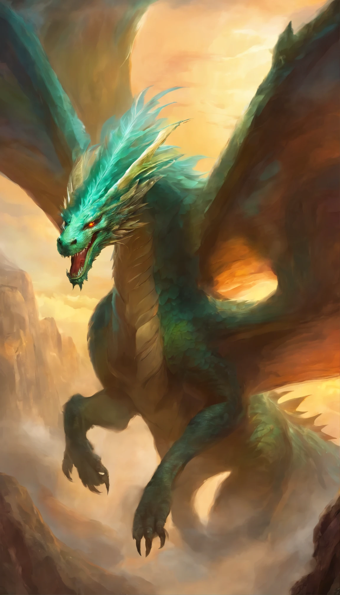 Majestic wings in furious flight,
The dragon's might, a celestial sight.