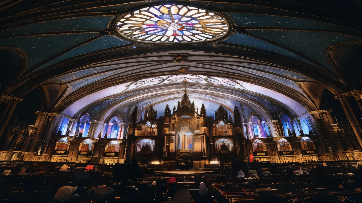 Stained glass windows and church ruins with stained glass windows々nice view, in a large Cathedral, inside Cathedral, With great domes and arches, Cathedral!!!!!, Montreal, Cathedral, Cathedral ceiling, Stand in the Church, gothic Cathedral, mystical Cathedral windows, interior of the old Cathedral, Clément Cerveau, holy place
