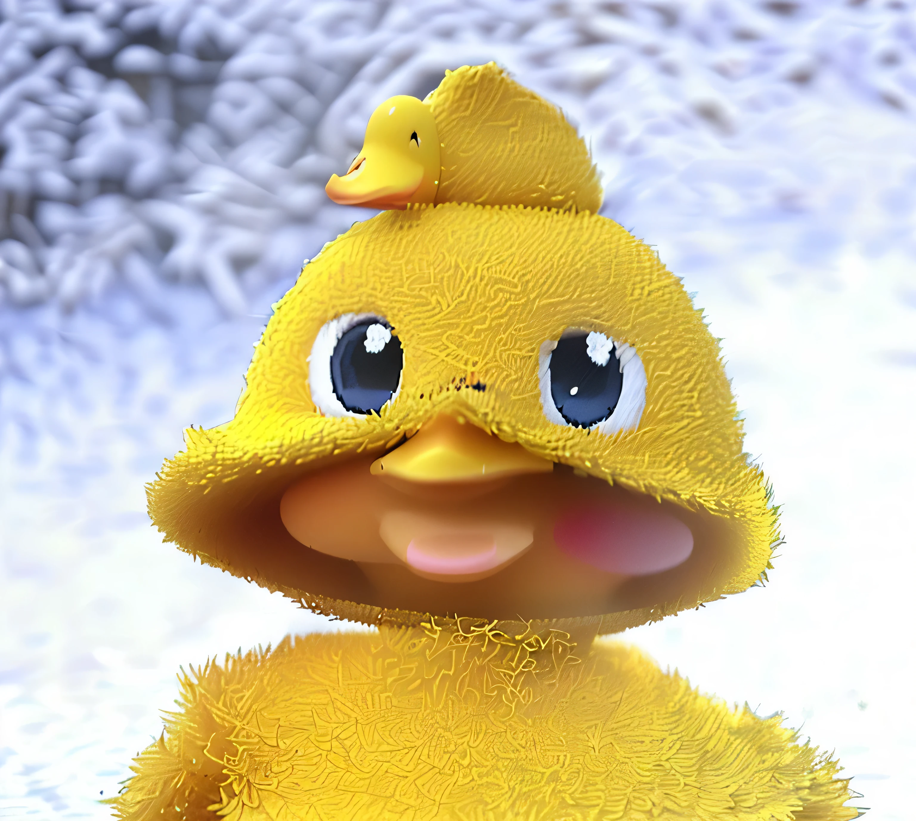 there is a cartoon duck with a hat on its head, subject= duck, kathy zyduck, duck, fantasy duck concept portrait, rubber ducky, duckface, smug smirk, robot duck concept portrait, 9 0 s cgi, donald duck in real life, smug look, depicted as a pixar character, rubber duck, 🐿🍸🍋, smug expression