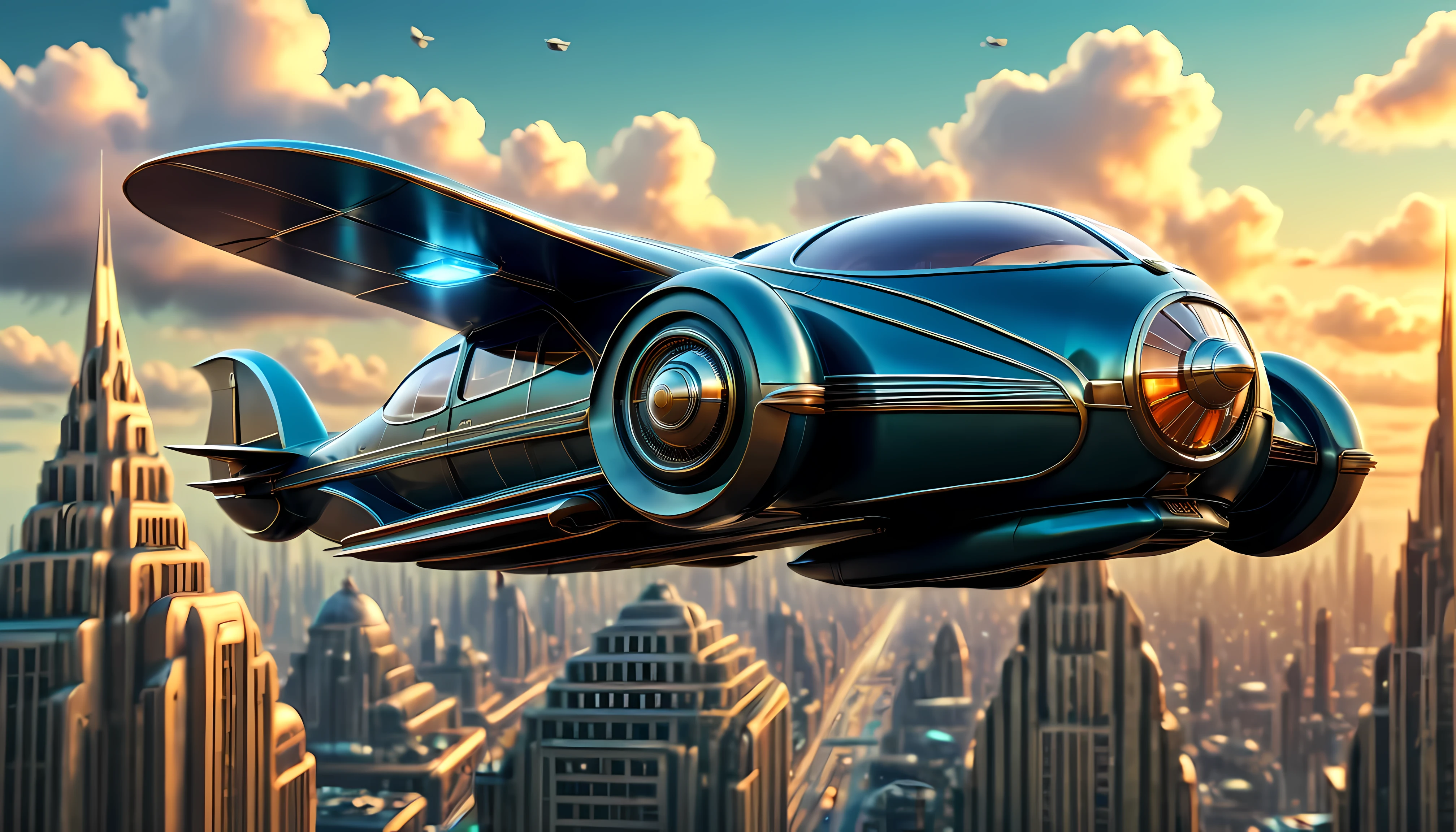 art deco style flying car, art deco style science fiction,

(best quality,4k,8k,highres,masterpiece:1.2),ultra-detailed,(realistic,photorealistic,photo-realistic:1.37),HDR,UHD,studio lighting,ultra-fine painting,sharp focus,physically-based rendering,extreme detail description,professional,vivid colors,bokeh.