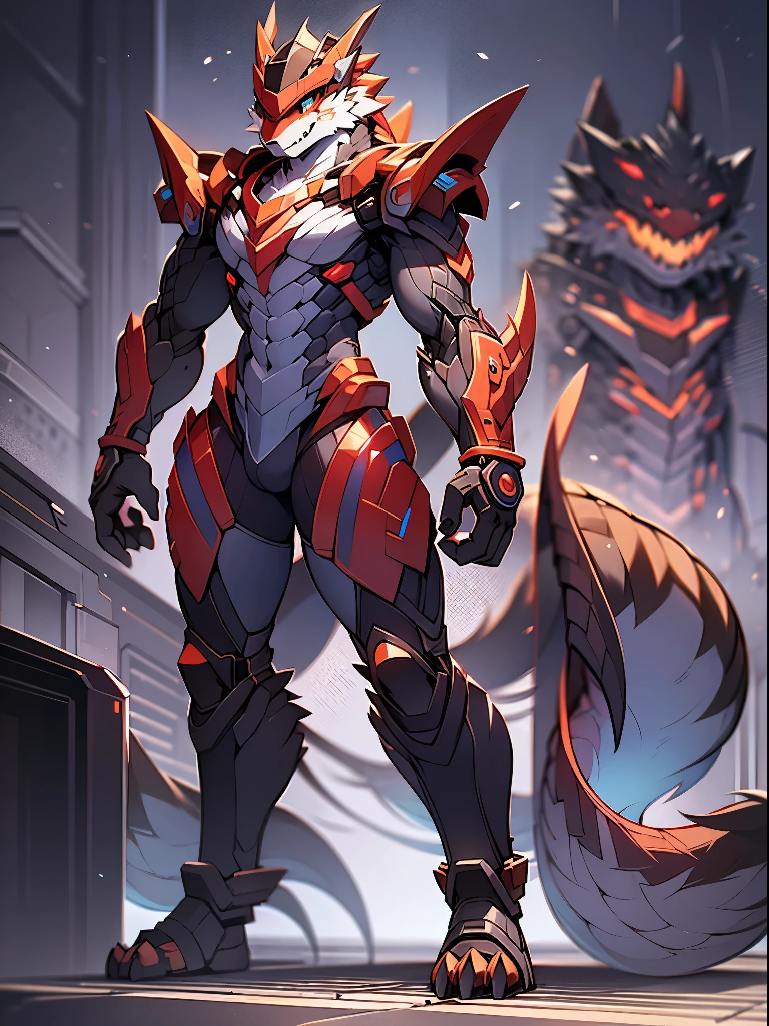 anime character with a cat like body and a helmet, trending on artstation pixiv, ( ( character concept art ) ), anthro gecko, male robotic anthro dragon, anthro cat, high quality digital concept art, professional concept art, detailed fanart, pixiv contest winner, an anthro cat, anthro art, official character art, mecha asthetic