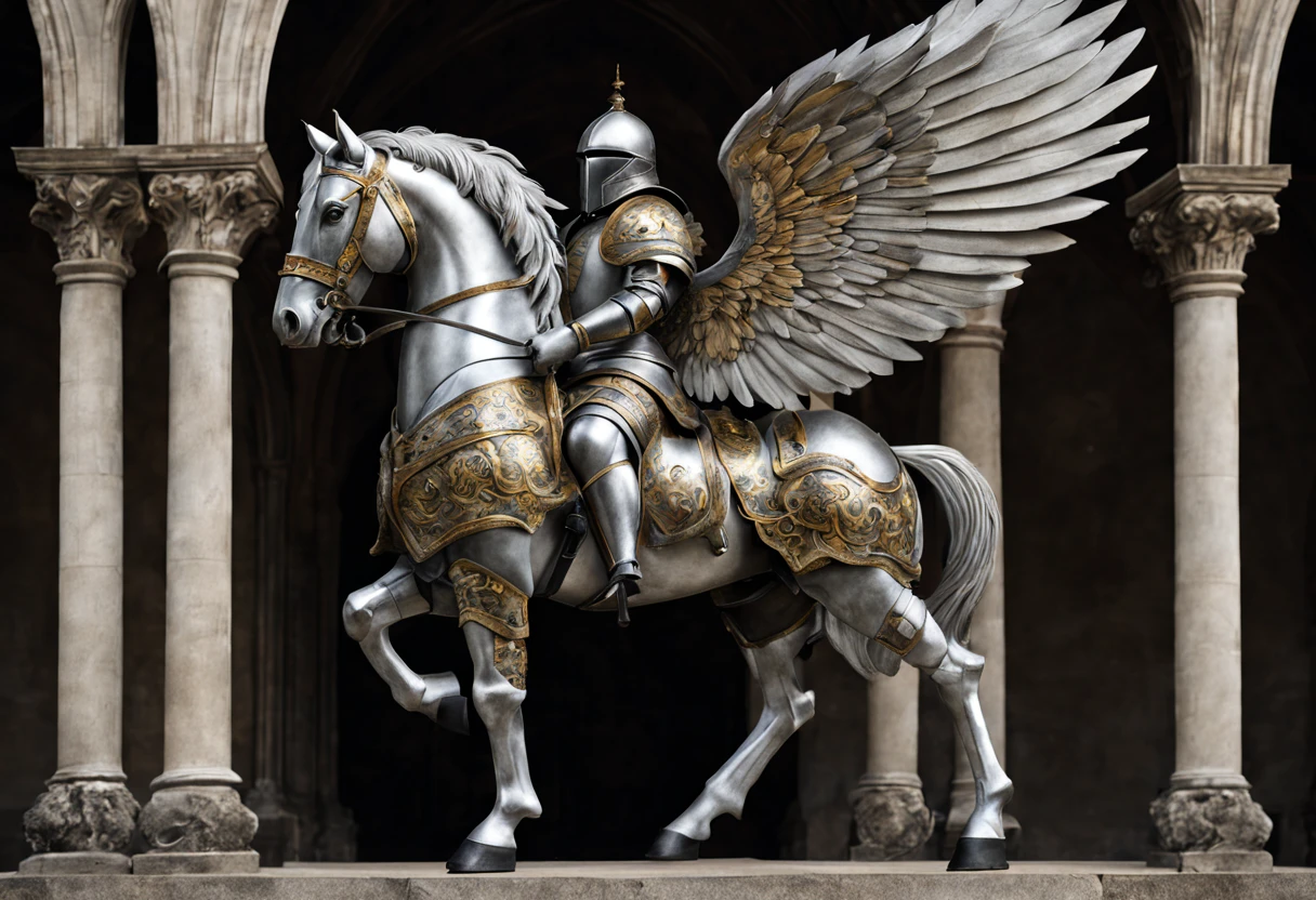 winged horse in gothic armor