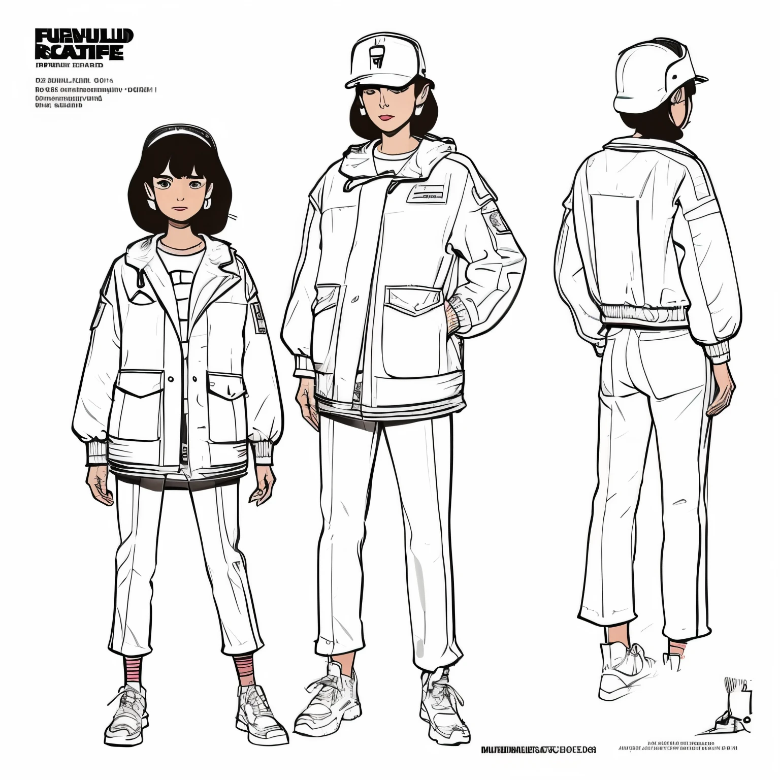 a drawing of a beautiful woman, a character portrait by Farel Dalrymple, featured on tumblr, figurativism, criterion collection, concept art, super simple line art, full body, fashionable, jacket
