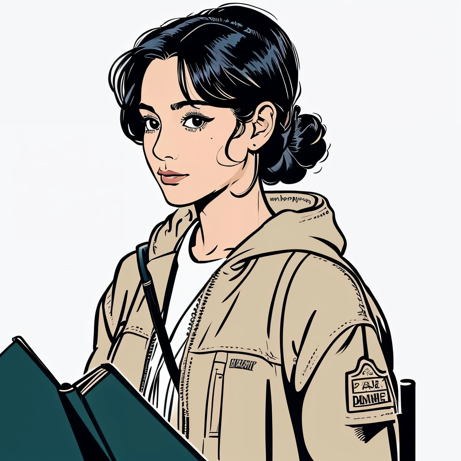 a drawing of a beautiful woman, a character portrait by Farel Dalrymple, featured on tumblr, figurativism, criterion collection, concept art, super simple line art, full body, fashionable, jacket