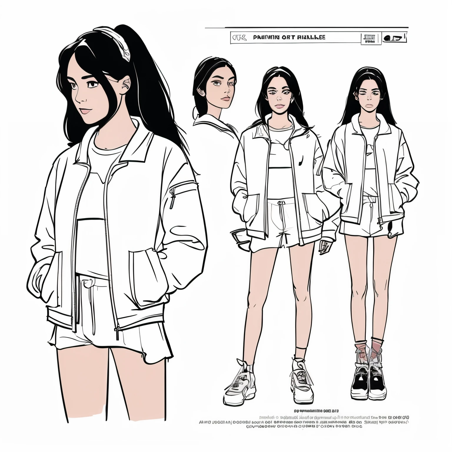 a drawing of a beautiful woman, a character portrait by Farel Dalrymple, featured on tumblr, figurativism, criterion collection, concept art, super simple line art, full body, fashionable, jacket
