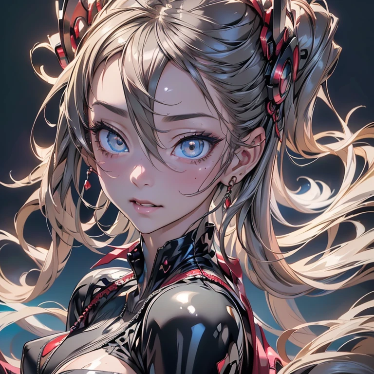 (front view,iook at viewer,eyes focus:1.4),(ideal ratio body proportions:1.3),Cinematic scene,Fantasy Art,Highest image quality,Hyperrealism portrait,(8K),Ultra-realistic,Best Quality,High quality,High Definition,high quality texture,high detailing,Beautiful detailed,fine detailed,extremely details CG,Detailed texture,realistic representation of face,ultra beautiful face,(ultra beautiful detailed eyes:1.5),detailed masterpiece,presence,Dynamic,((High quality, super detailed, super realistic, perfect light, perfect shadows)), young adult girl, Ultra detailed skin,Curve,latex suit, (super detailed shiny latex), super detailed red latex, zipper, super detailed bondage, (zettai kuuiki:1.7),(coverd :1.3)Beautiful breasts,Large breasts,pale skin,pointed breast, skinny body, super detailed hair,( gravure pose:1.2),