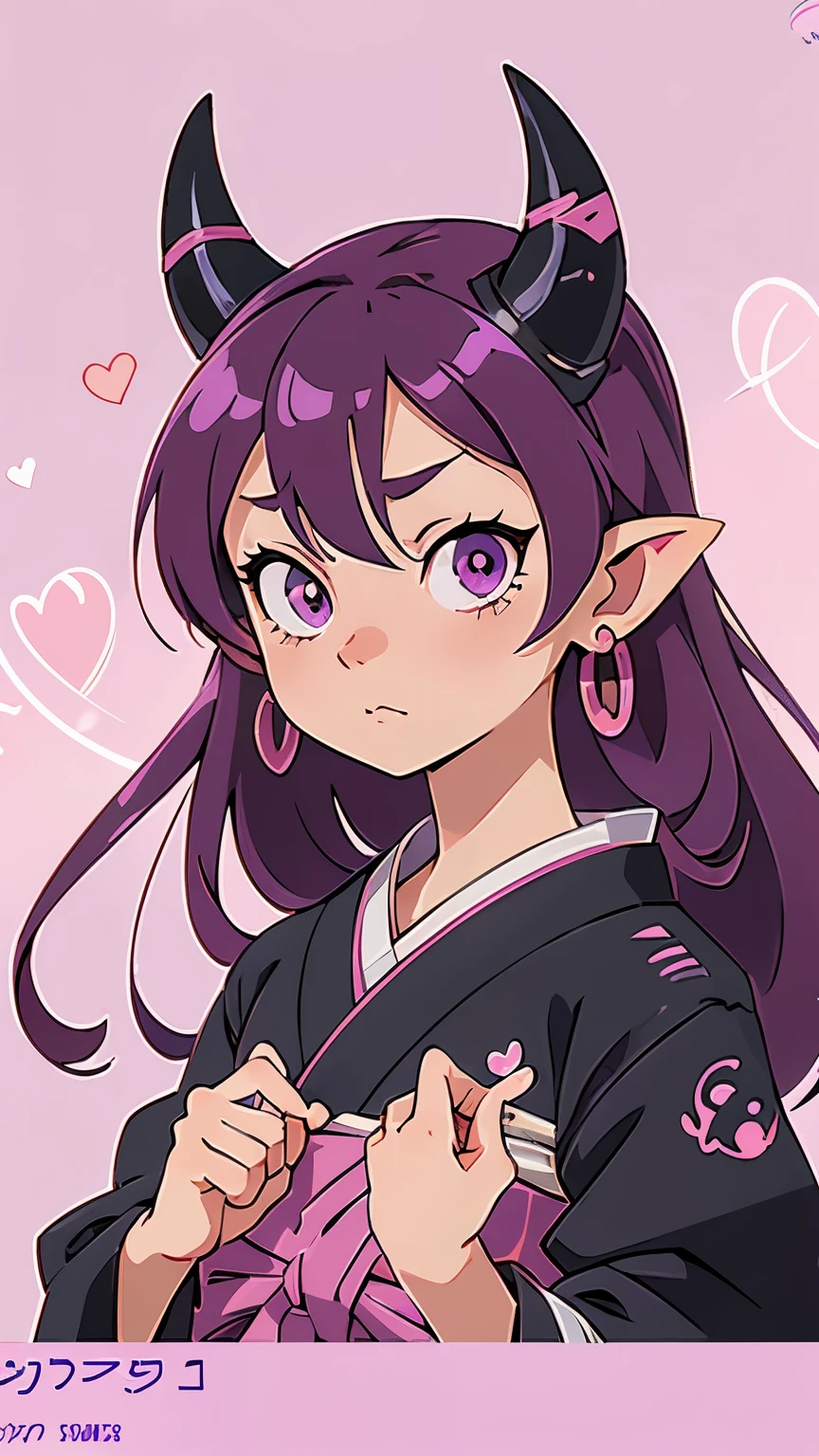 japanese, anime, demon fox, pink, purple, anime eyes, cute anime eyes, anime eyes wallpaper, anime anime wallpaper, anime eyes anime eyes wallpaper, anime wallpaper anime wallpaper, solo, horns, 1girl, looking at viewer, pointy ears, jewelry, earrings