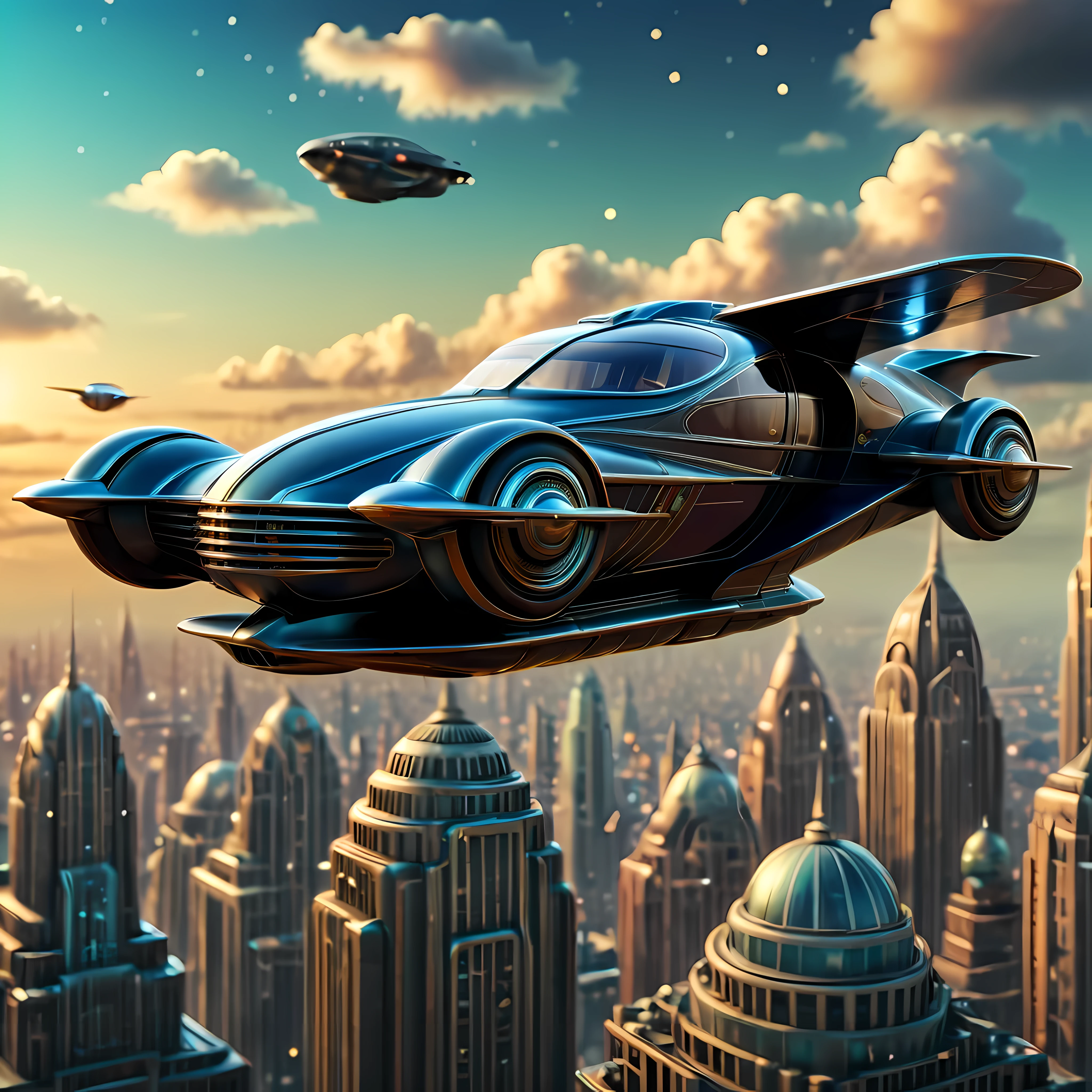 art deco style flying car, art deco style science fiction,

(best quality,4k,8k,highres,masterpiece:1.2),ultra-detailed,(realistic,photorealistic,photo-realistic:1.37),HDR,UHD,studio lighting,ultra-fine painting,sharp focus,physically-based rendering,extreme detail description,professional,vivid colors,bokeh.