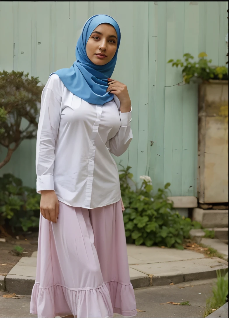Big breast hijab blue