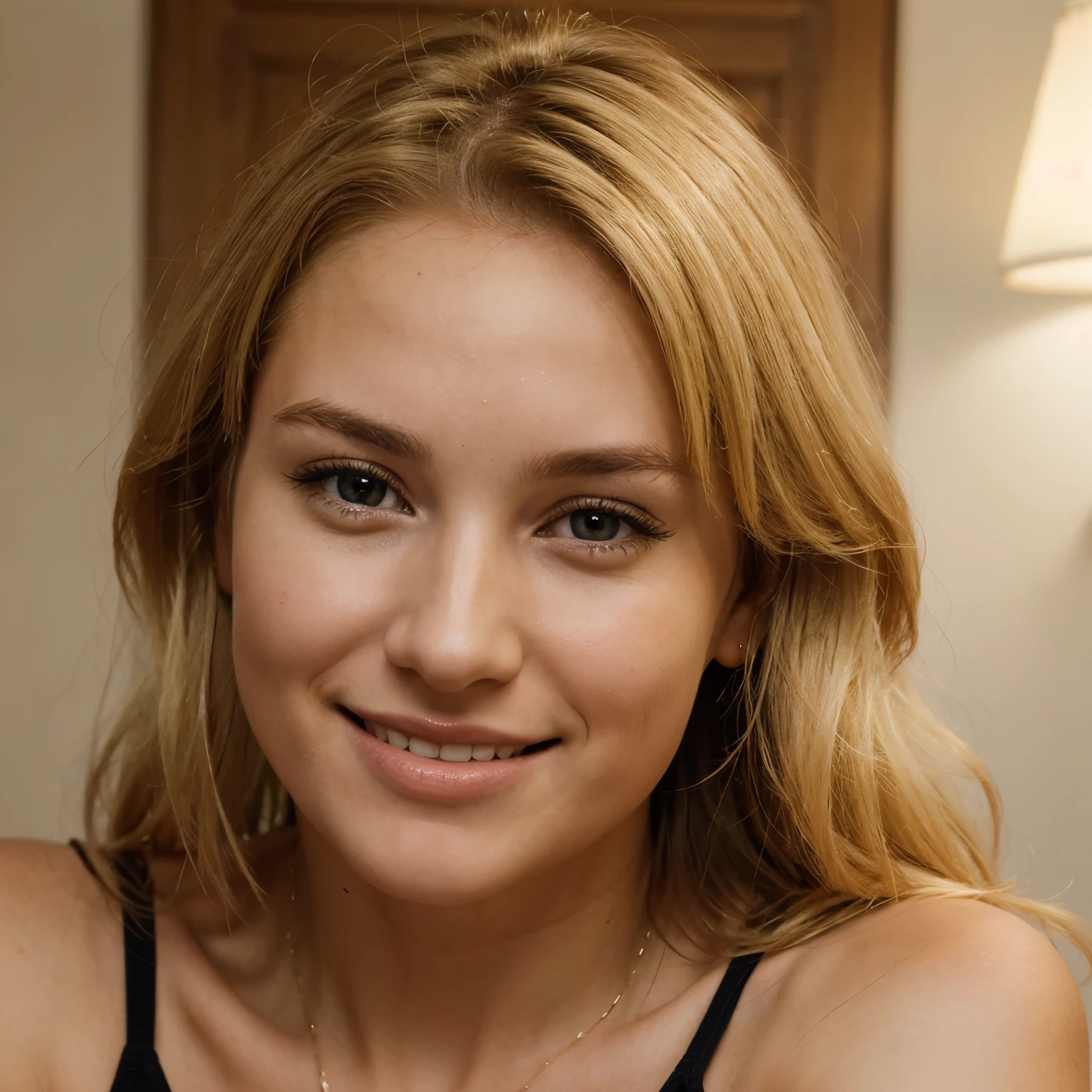 High resolution image of a 30-year-old foreign woman with a charming smile and blonde hair