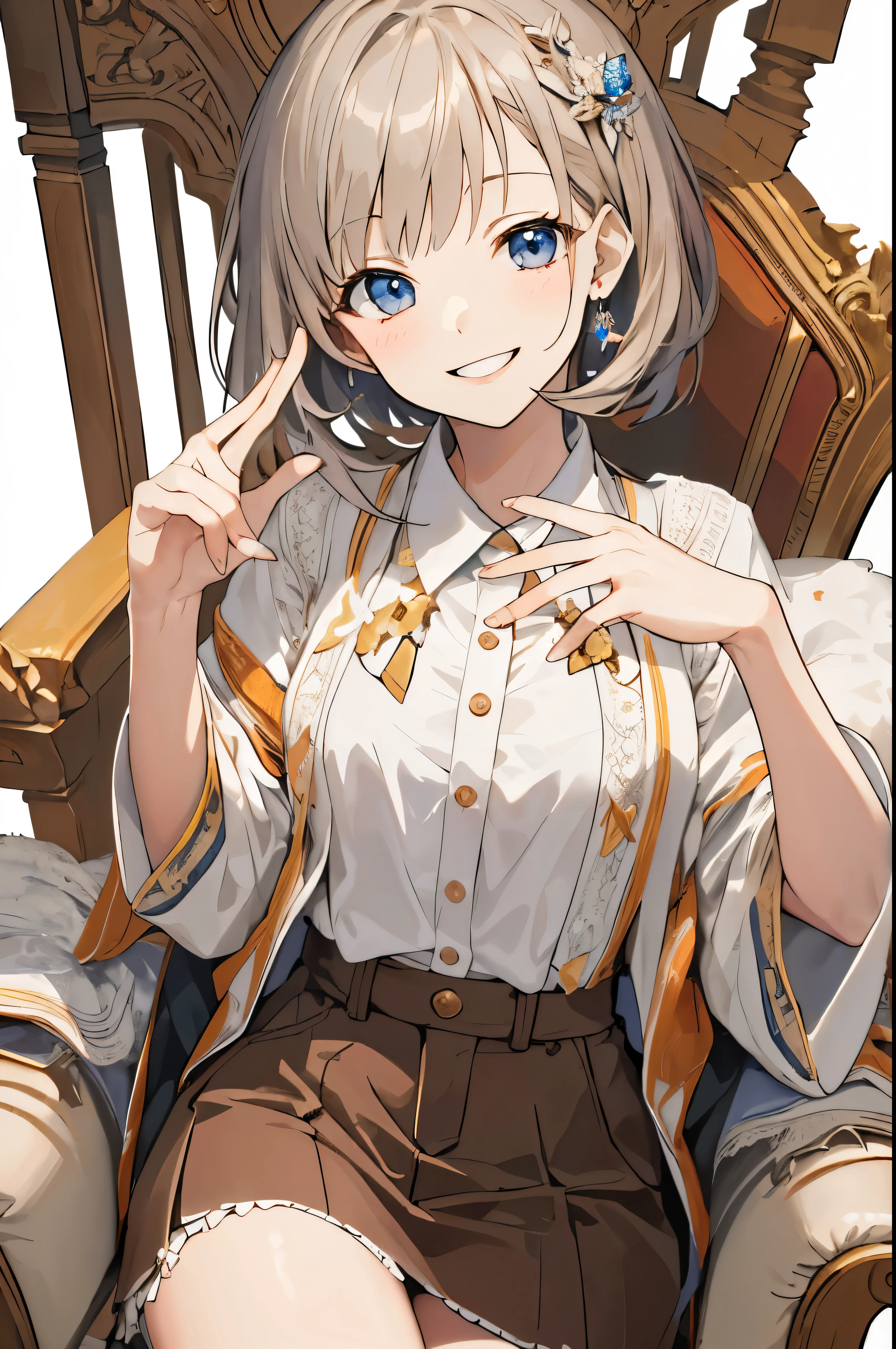 masterpiece, highest quality, smile, bright, intellectual, woman