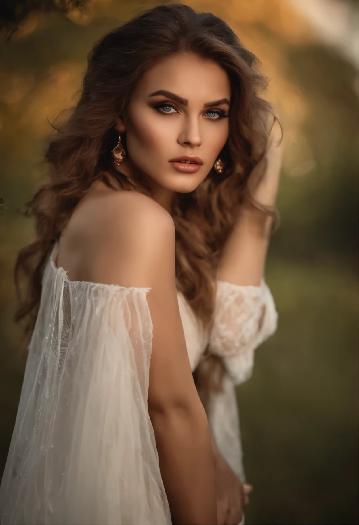 (highest quality,4K,8K,High resolution,masterpiece:1.2),highly detailed eyes and face,beautiful detailed lips,long eyelashes,1 girl,great model,fashion portrait,fascinating look,provocative pose,captivating gaze,fine art photography,sensual atmosphere,soft lighting,stylish clothes,high fashion,gorgeous makeup,vogue style,Bright colors,editorial look,Artistic composition,creative angle,Passionate energy,Subtle beauty,exquisite details,creative lighting,striking contrast,Emphasis on model characteristics,Edgy aesthetics,elegant pose,confident attitude,Beautiful natural environment,auditory aesthetics,Imaginative interpretation
