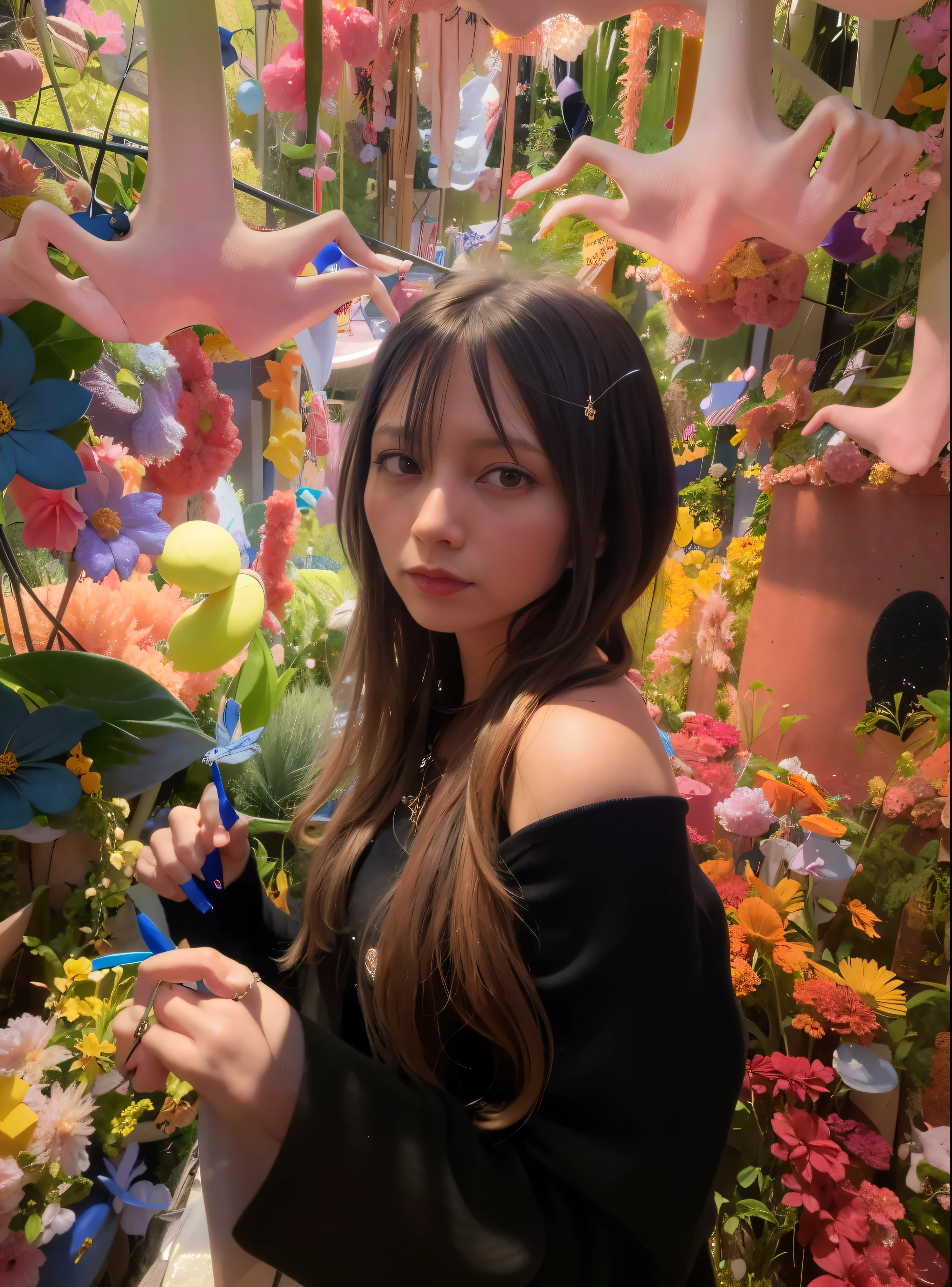 there is a woman standing in a flower garden flowers and, Larisa Manobar, blackpink jossi portrait, sakimichan, Belle Delphine, Lalisa Manoban in blackpink, Ulzzang, flowers and, flower girl, Yoshitomo Nara, inspired by Miwa Komatsu, korean artist