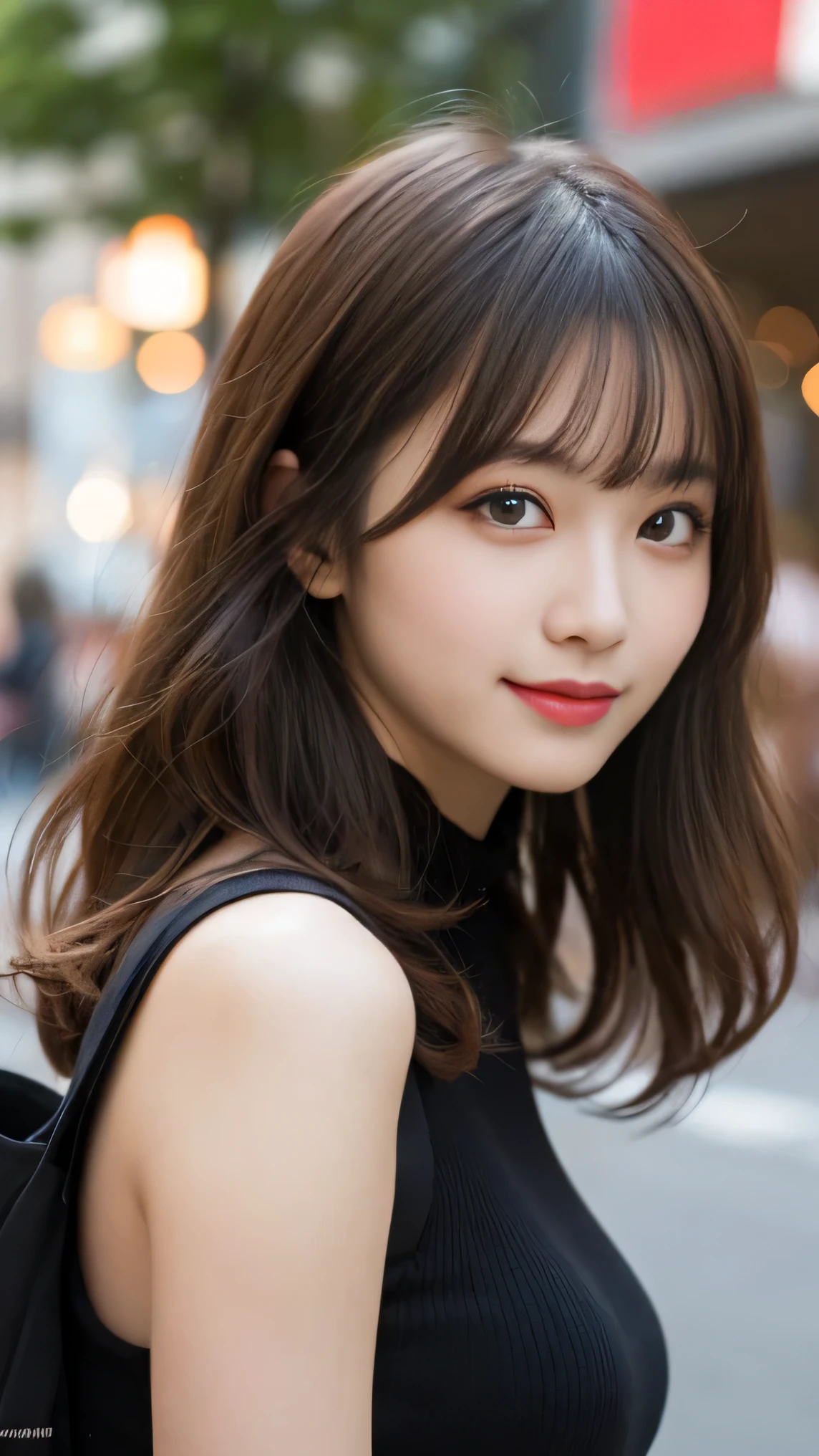 table top, highest quality, shape, Super detailed, finely, High resolution, 8k wallpaper, 完璧なダイナミックな構shape, beautiful and detailed eyes, wavy hair,、natural color lip, bold sexy pose,smile,Harajuku、20 year old girl、cute、sexy shot looking at camera,Ultra-realistic raw photos